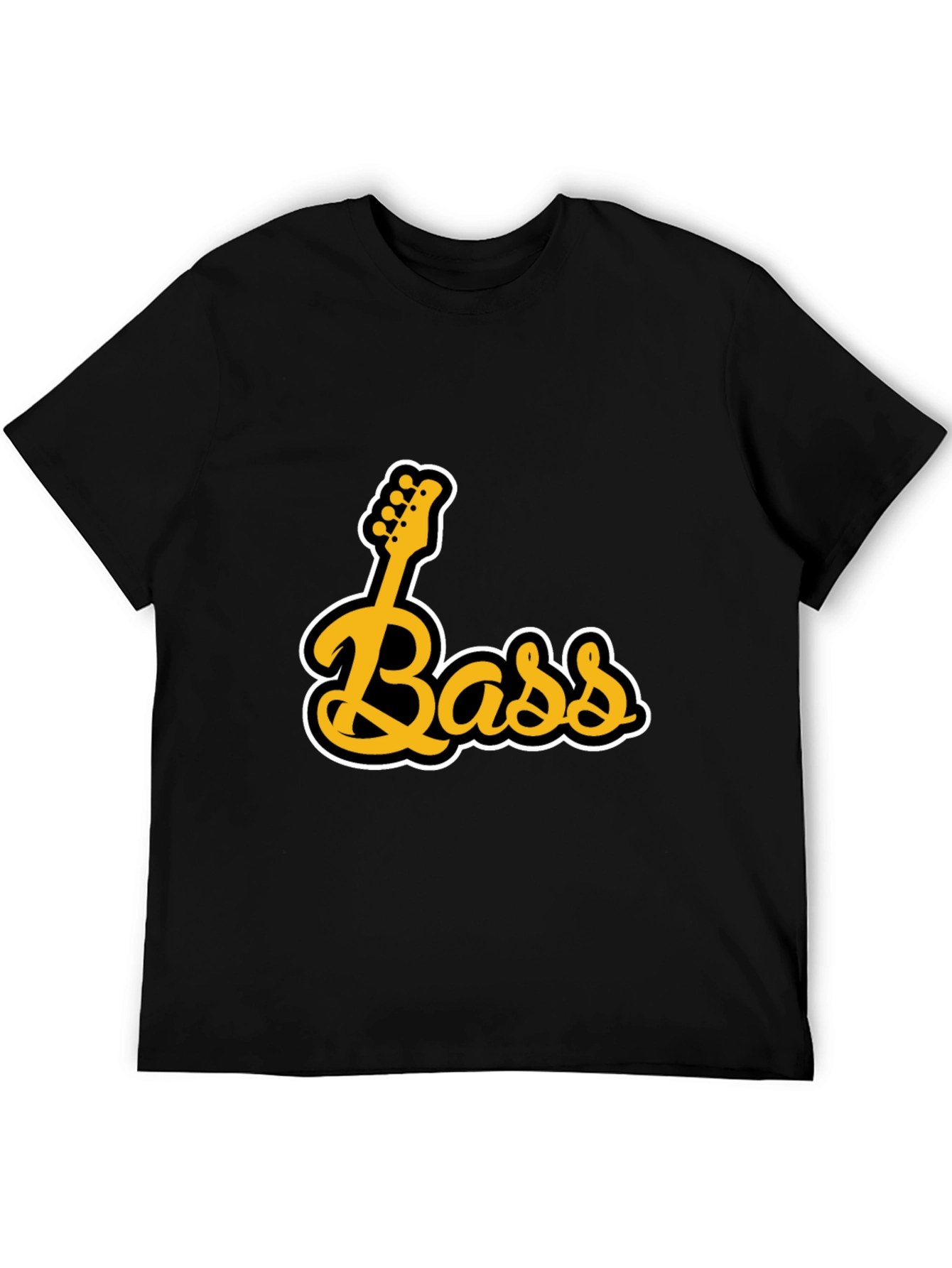 Black Bass Guitar Black Graphic T-Shirt view 5