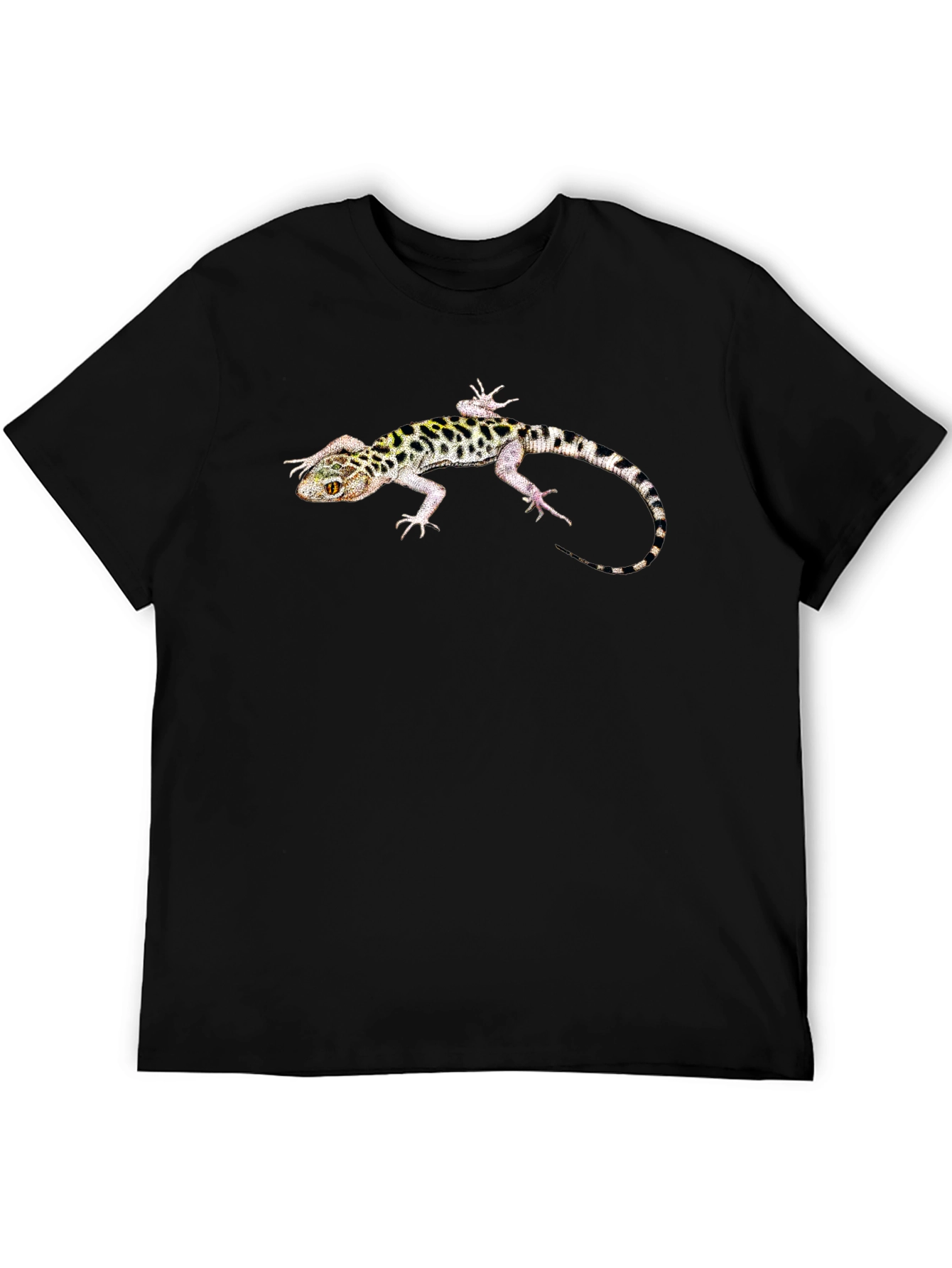 Black Gecko Print Men's Black T-Shirt view 5