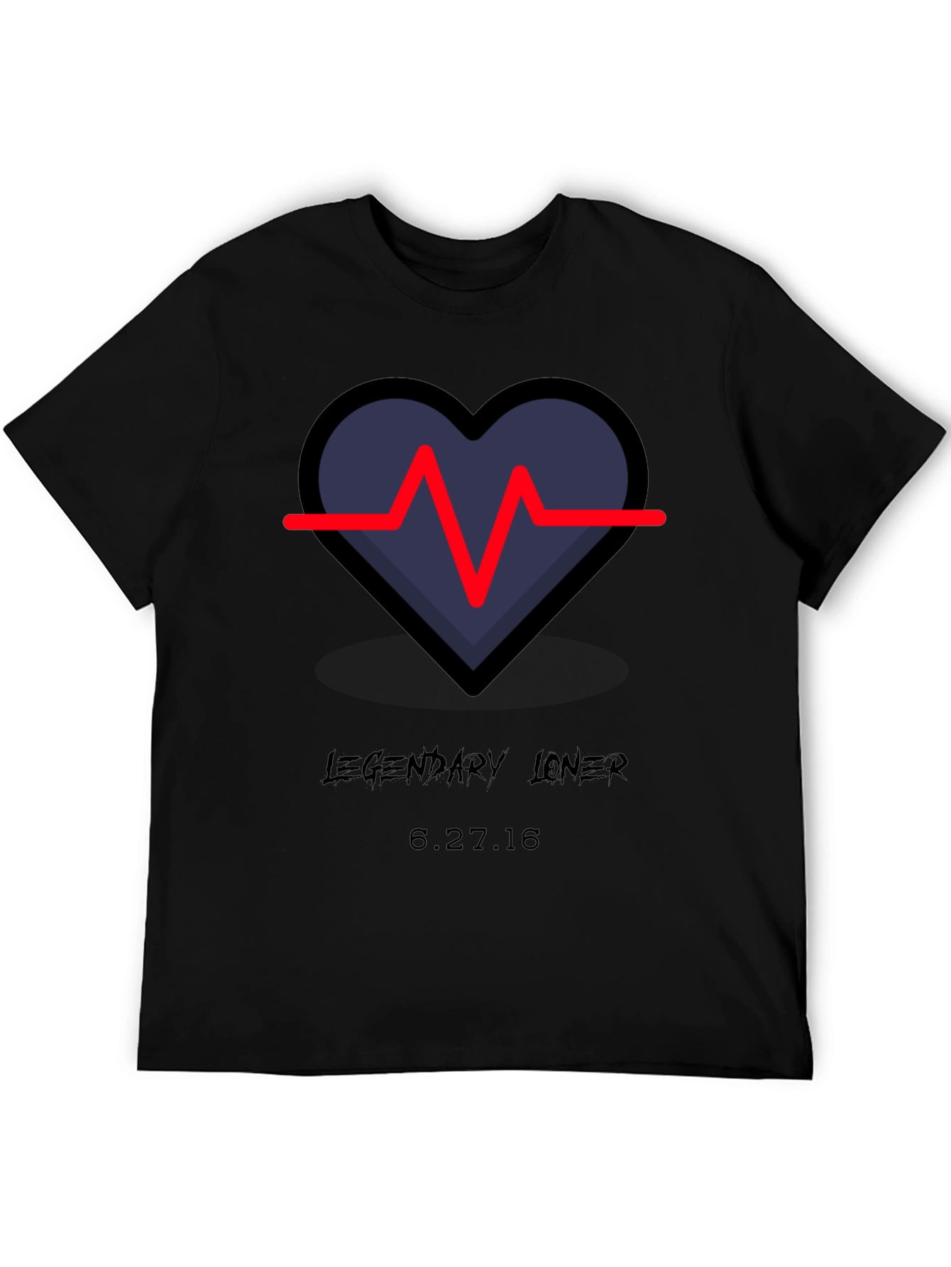 Black Legendary Loner Heartbeat Graphic Tee - Black view 5