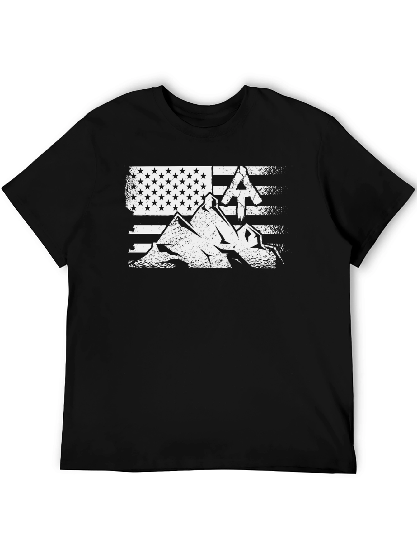 Black American Flag Hiking T-Shirt view 5