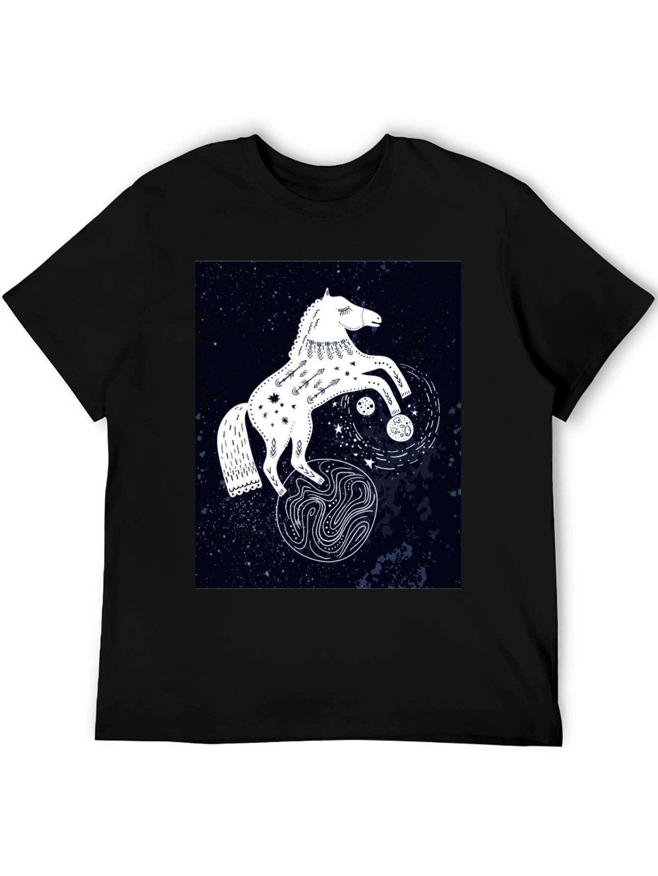 Black Celestial Horse Graphic Tee - Black view 5
