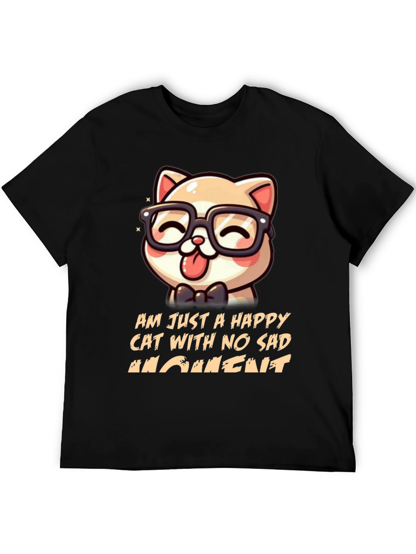 Black Happy Cat Graphic T-Shirt view 5