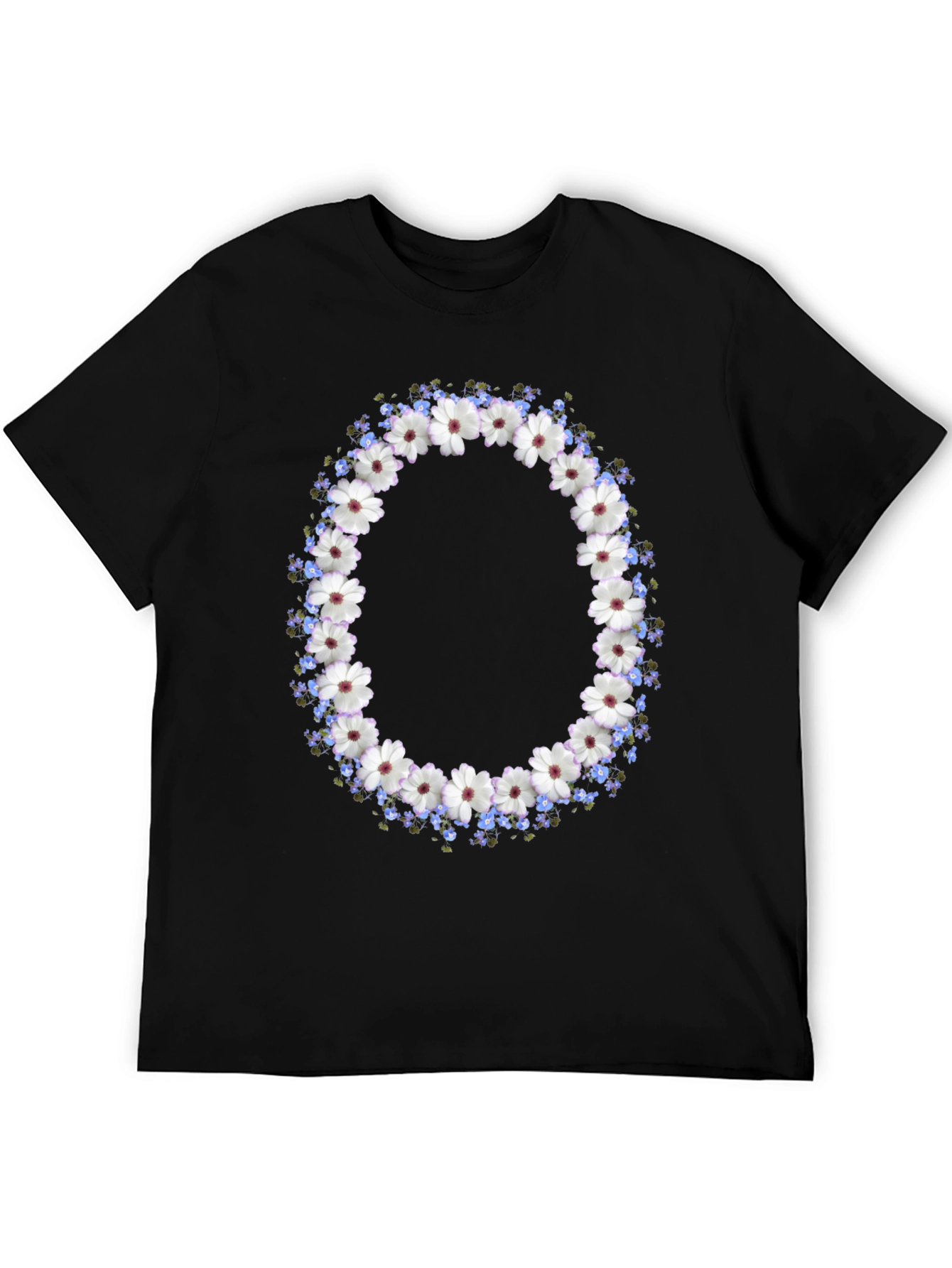 Black Floral Wreath Graphic Black T-Shirt view 5
