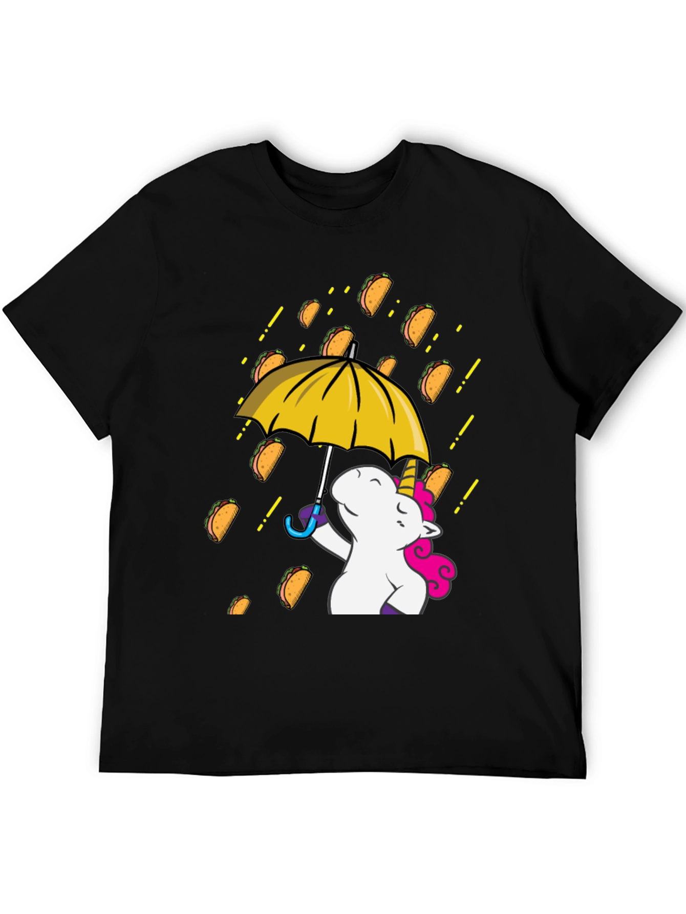 Black Unicorn Taco Rain Graphic T-Shirt view 5