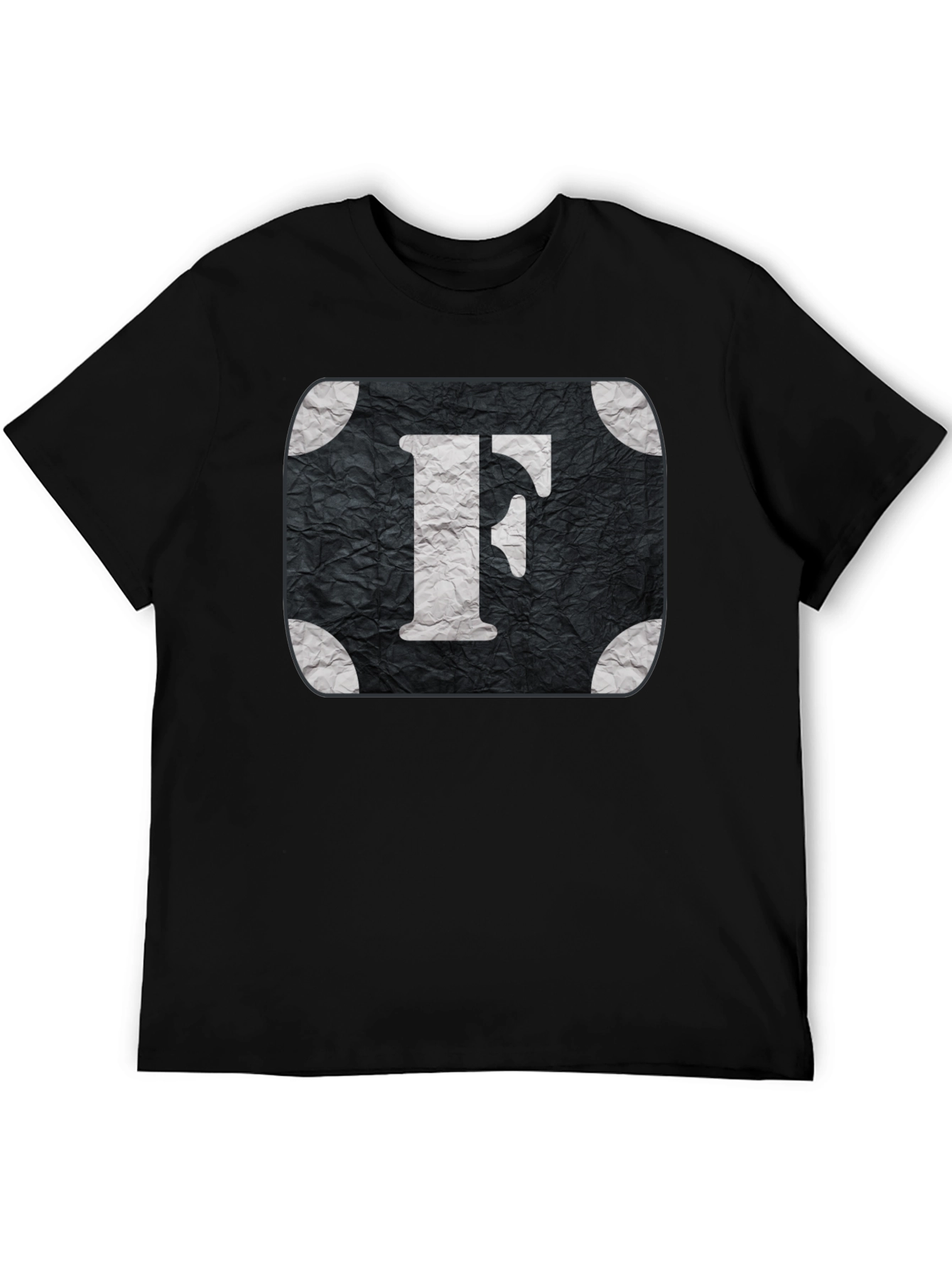 Black Letter F Graphic Tee - Black Cotton Blend view 5