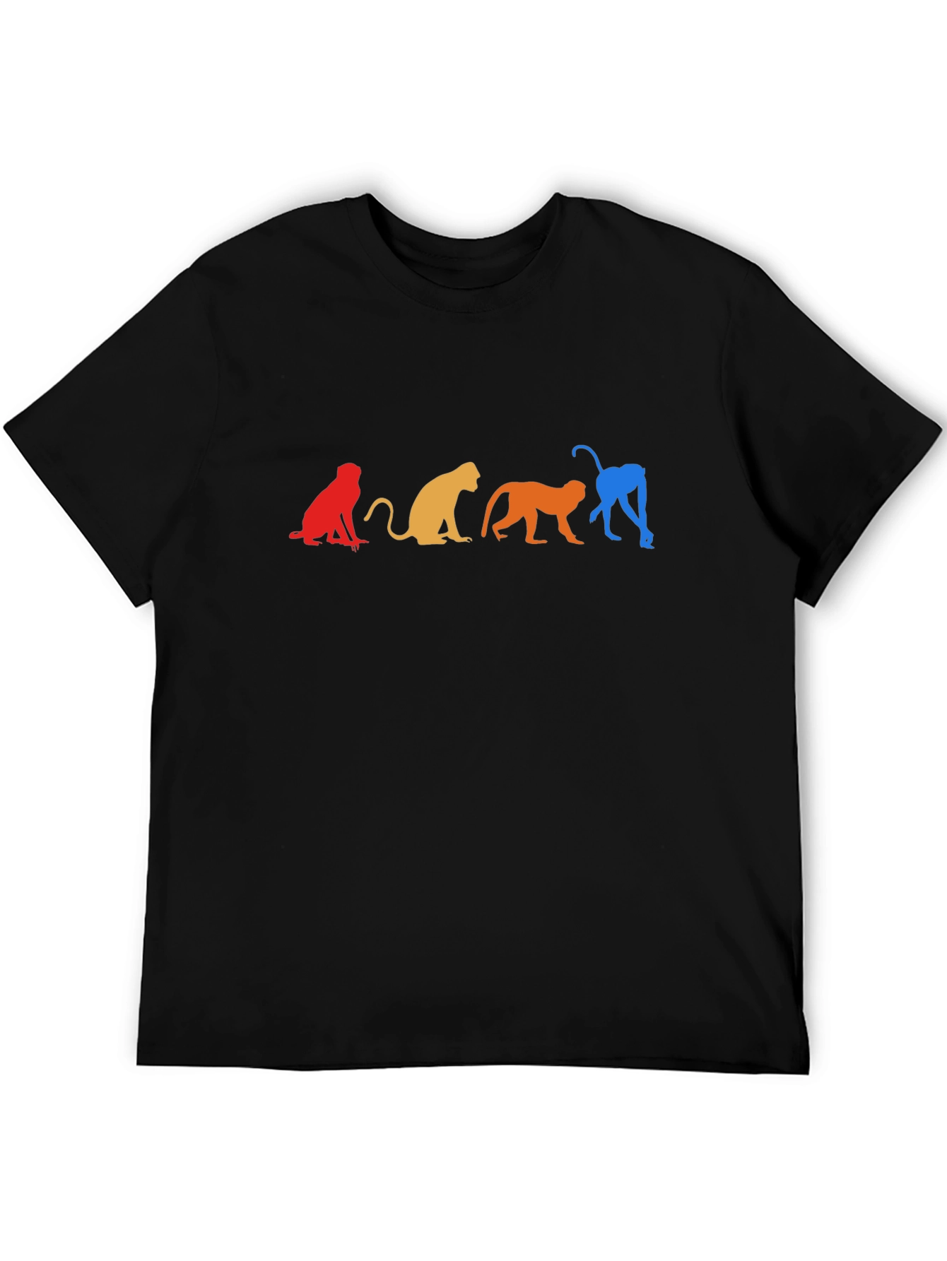 Black Colorful Monkey Silhouette Graphic Tee - Black view 5