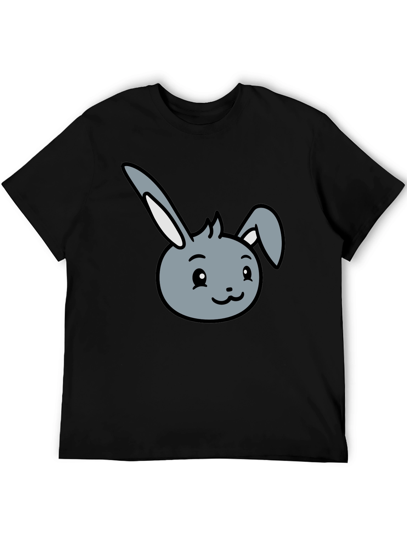 Black Cute Bunny Graphic Tee - Soft Cotton Blend view 5