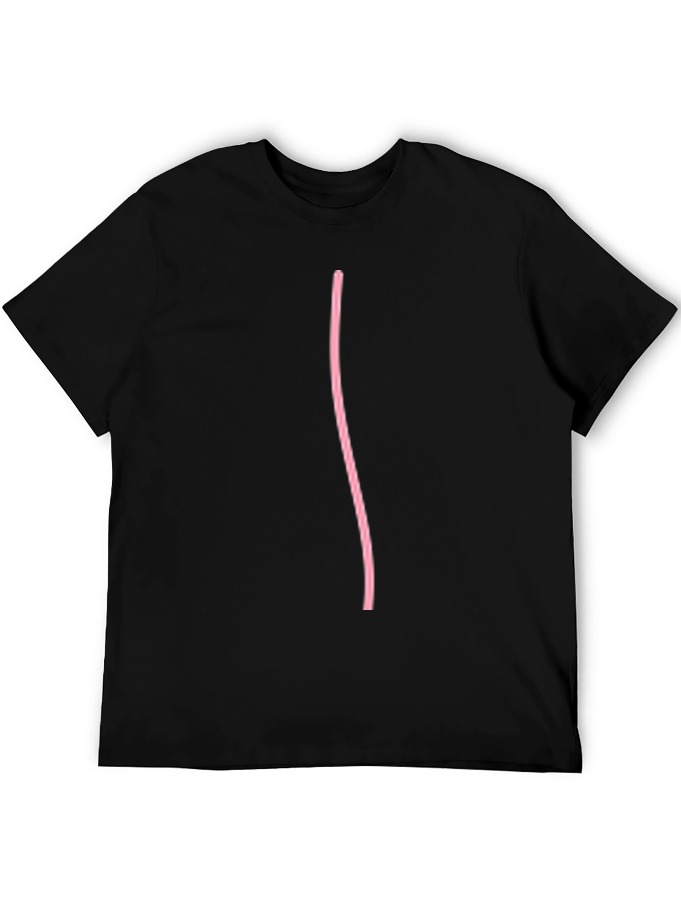 Black Black Casual Tee with Pink Line Design view 5