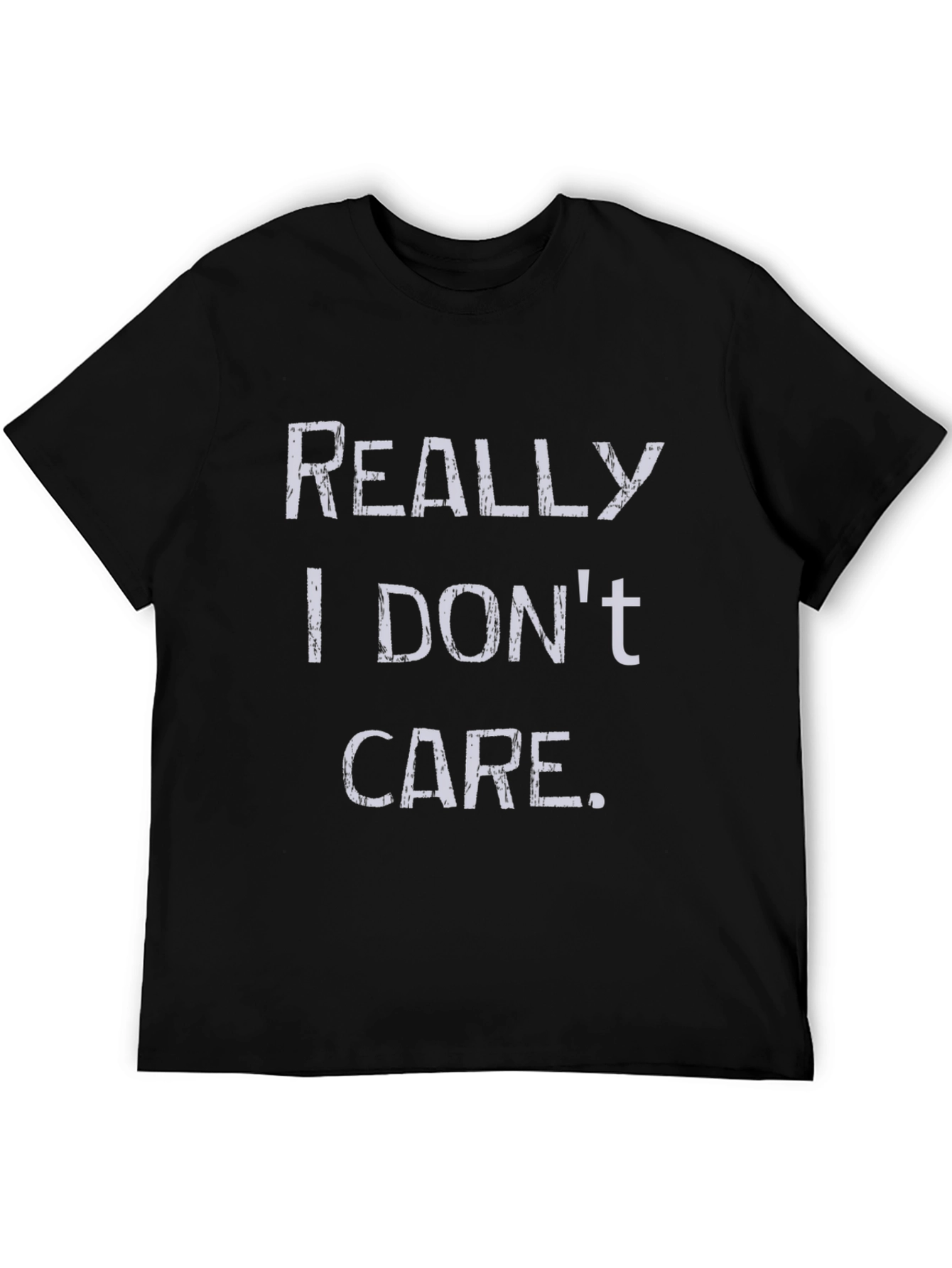 Black Funny "Really I Don't Care" Graphic T-Shirt view 5