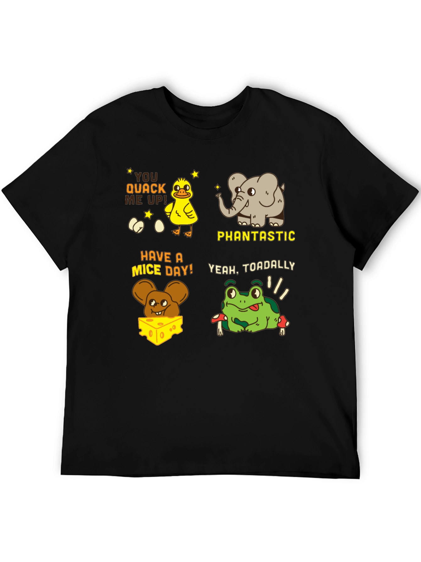 Black Pun-tastic Animal Tee: Quack Me Up, Have a Mice Day! view 5