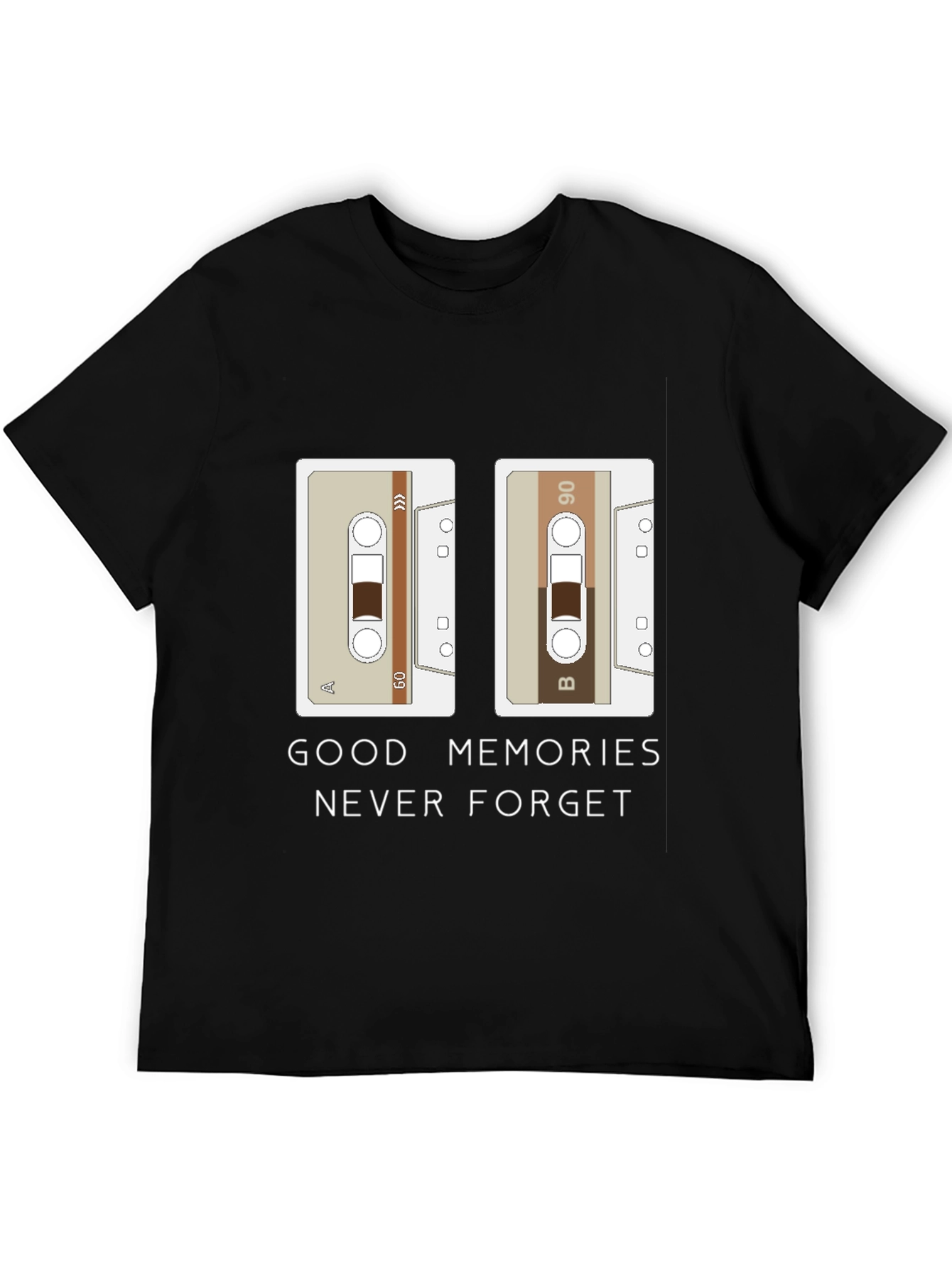 Black Retro Cassette Tape Graphic T-Shirt: Good Memories Tee view 5