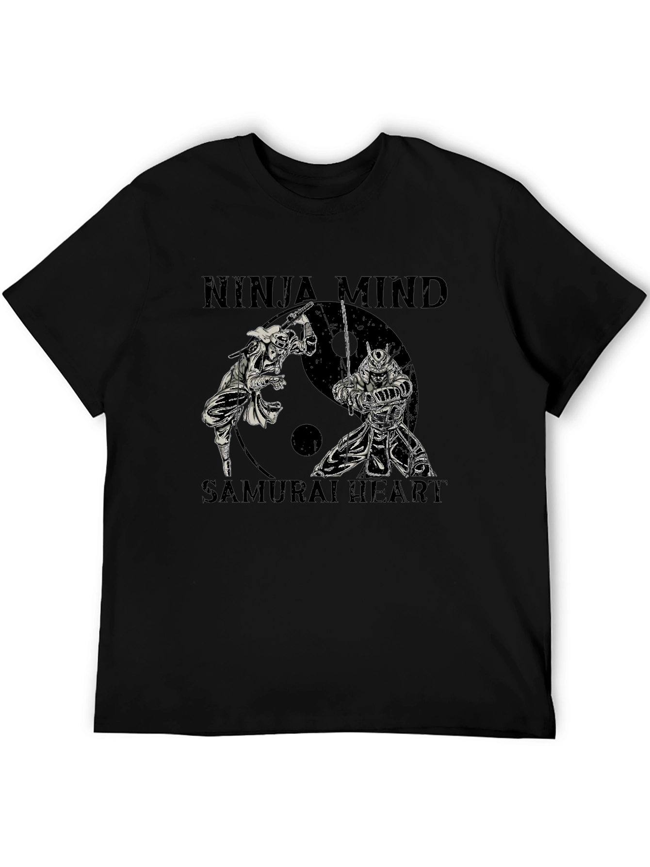 Black Ninja Mind Samurai Heart Graphic T-Shirt view 5