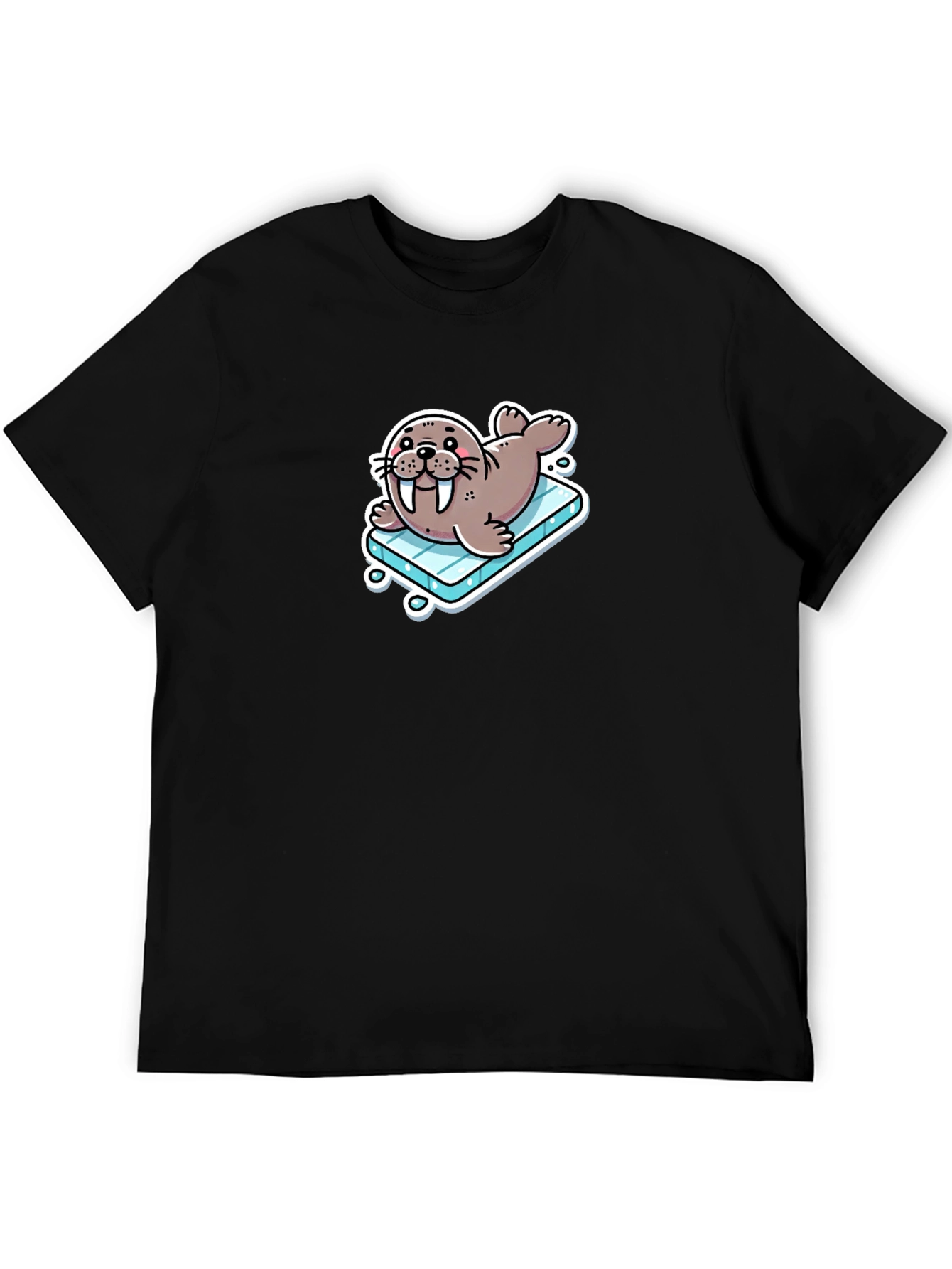 Walrus on Ice T-Shirt - Black Cotton Tee - 5