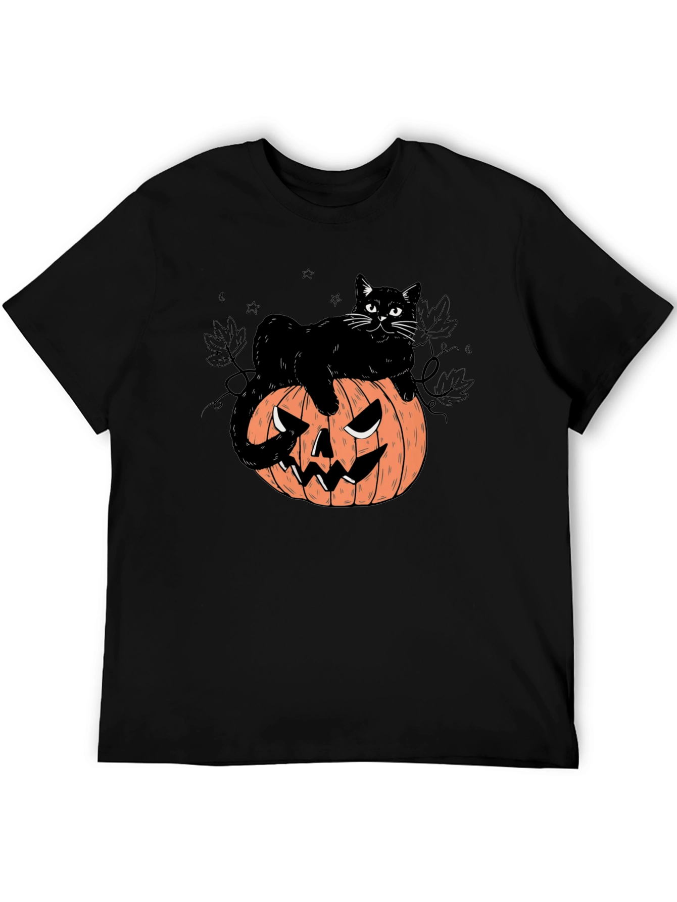 Black Halloween Cat on Pumpkin Graphic Tee view 5