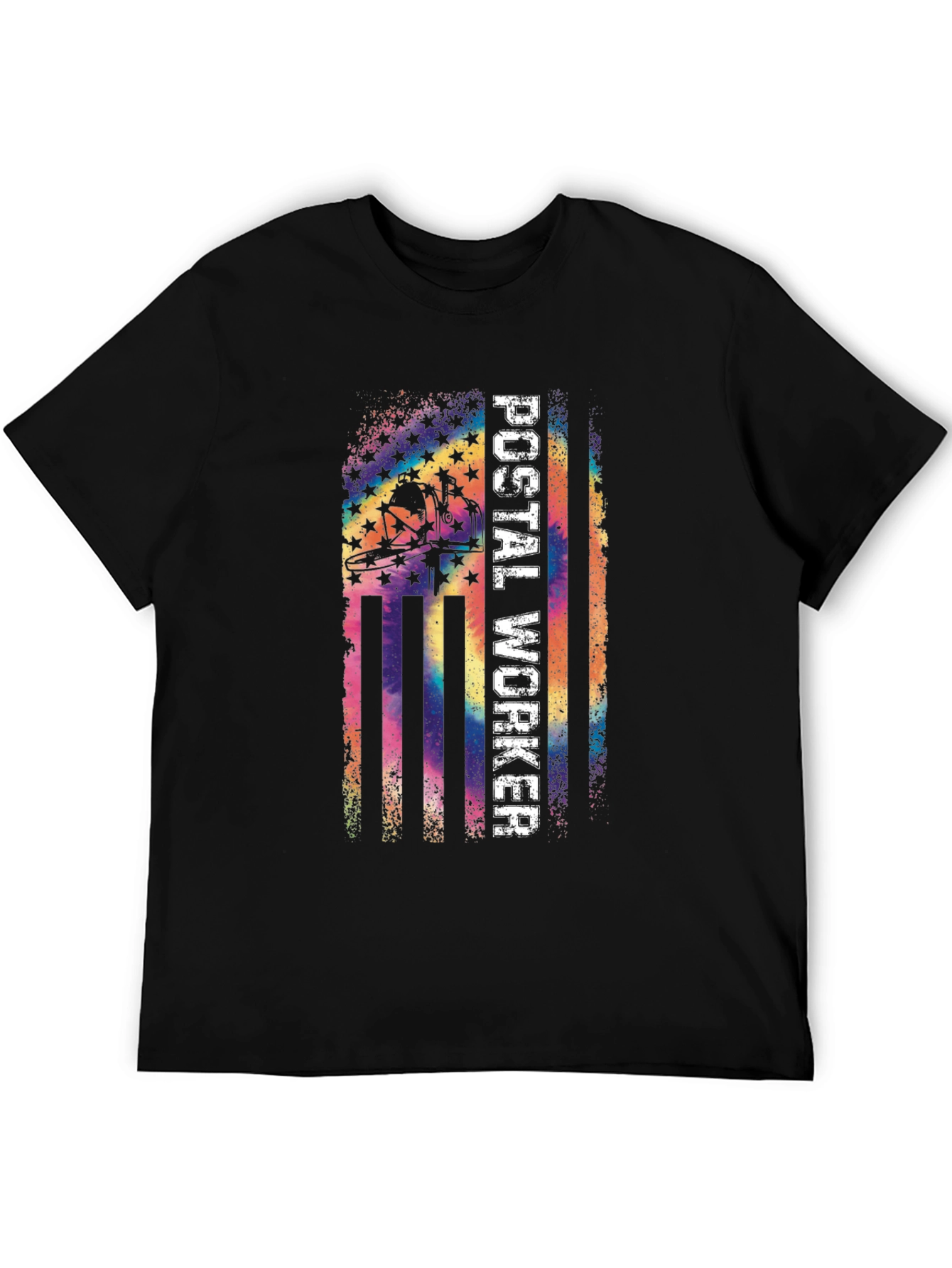 Black Postal Worker Pride T-Shirt - US Flag Design view 5