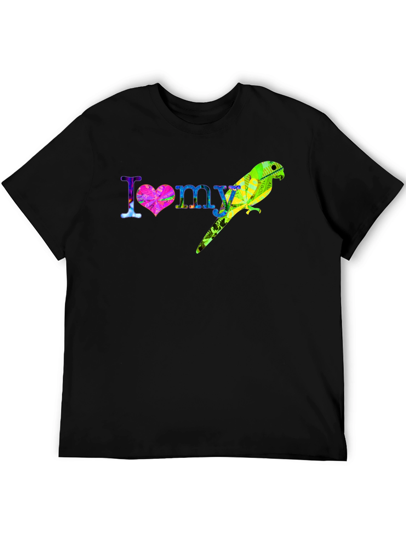 Black I Love My Parrot T-Shirt Colorful Bird Tee view 5