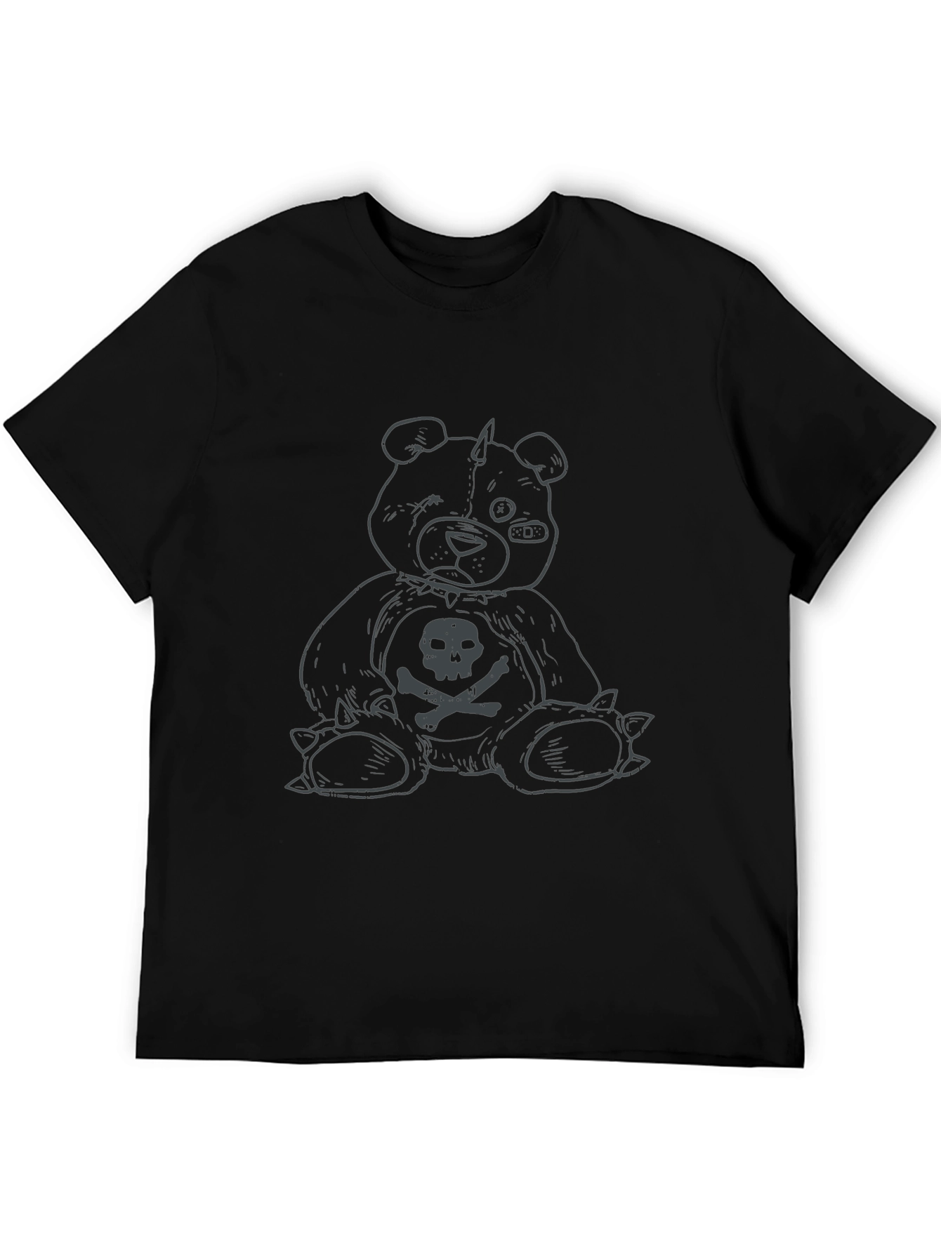 Black Edgy Teddy Graphic Tee - Black Cotton view 5