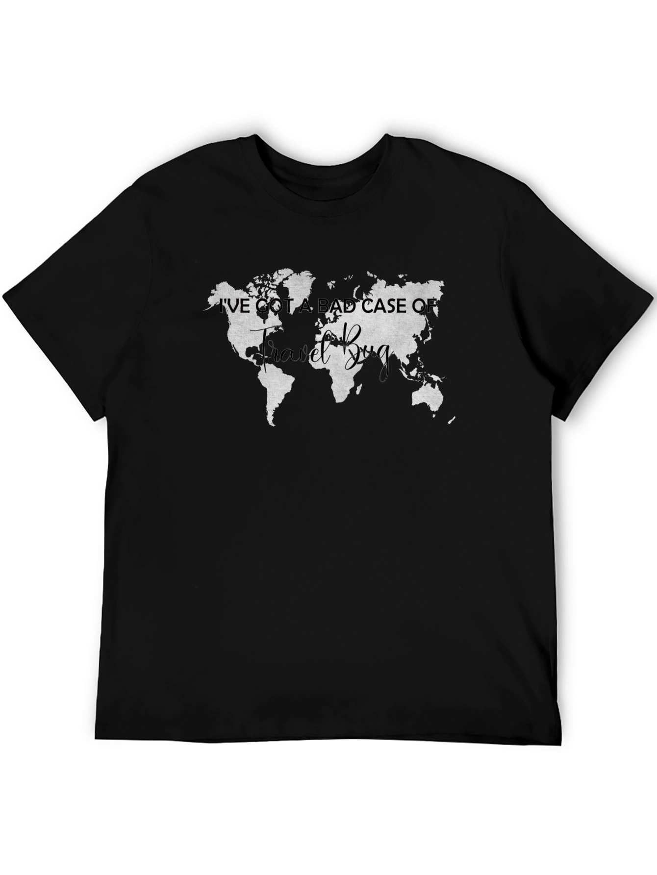 Black Travel Bug T-Shirt: World Map Graphic Tee view 5