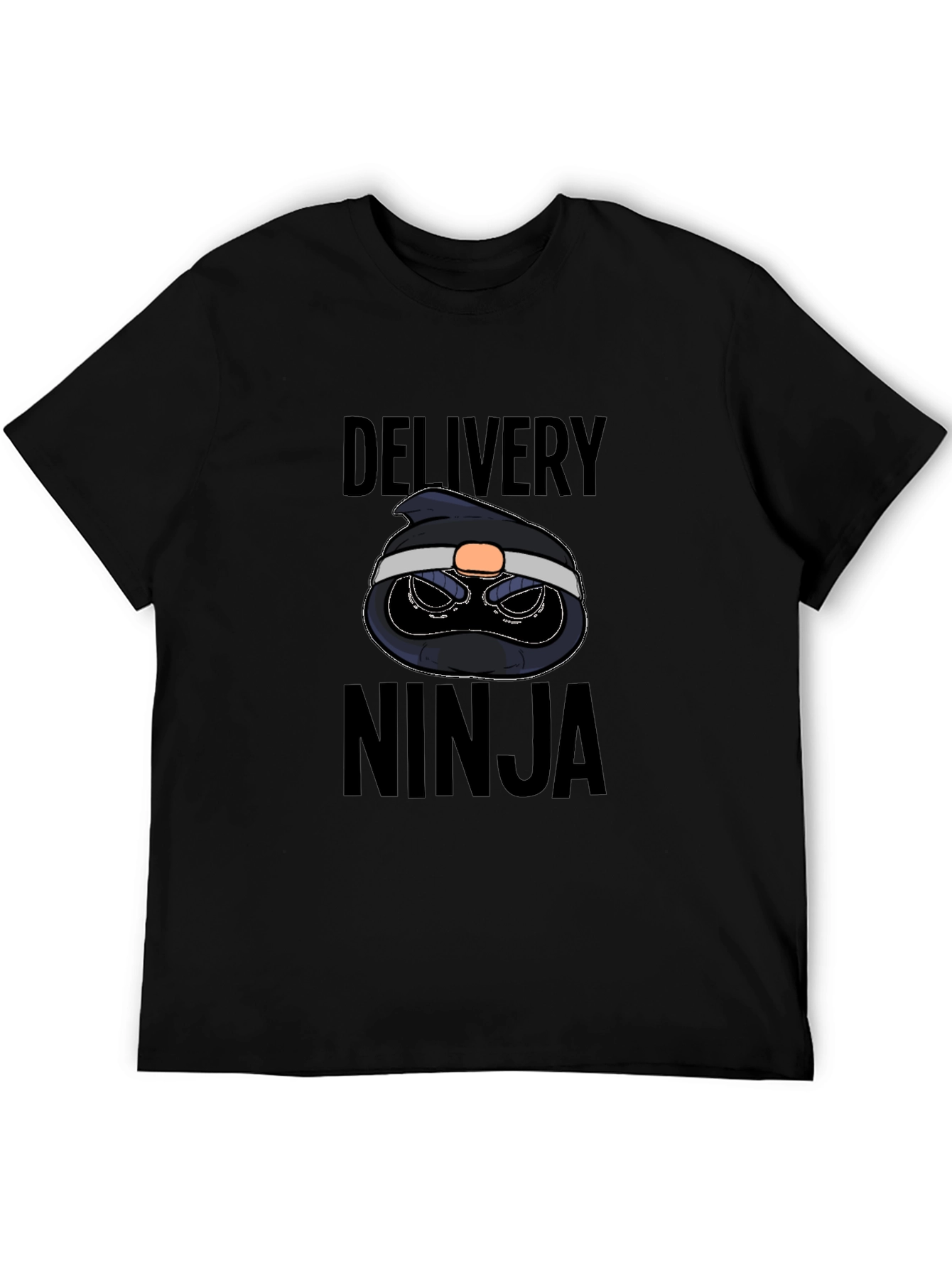 Black Delivery Ninja Graphic Tee - Black Cotton T-Shirt view 5
