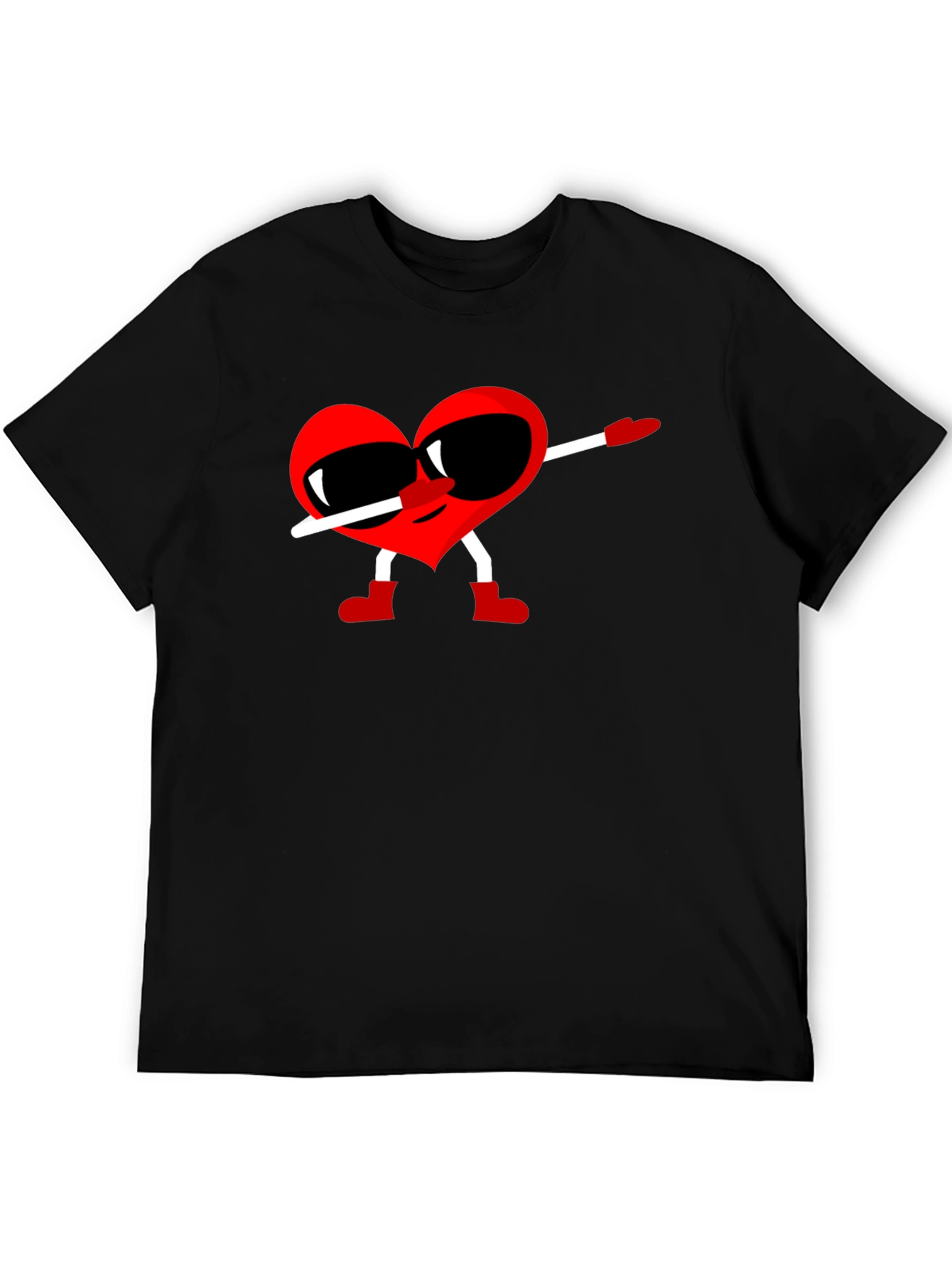 Black Heart Dabbing Graphic Tee - Black Cotton T-Shirt view 5