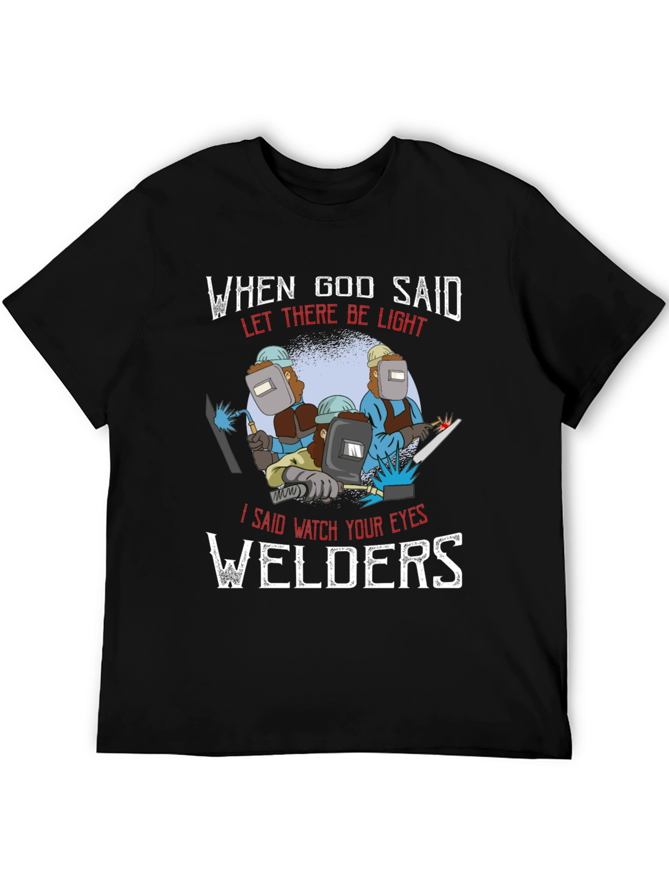 Black Funny Welder Graphic Tee - Watch Your Eyes view 5