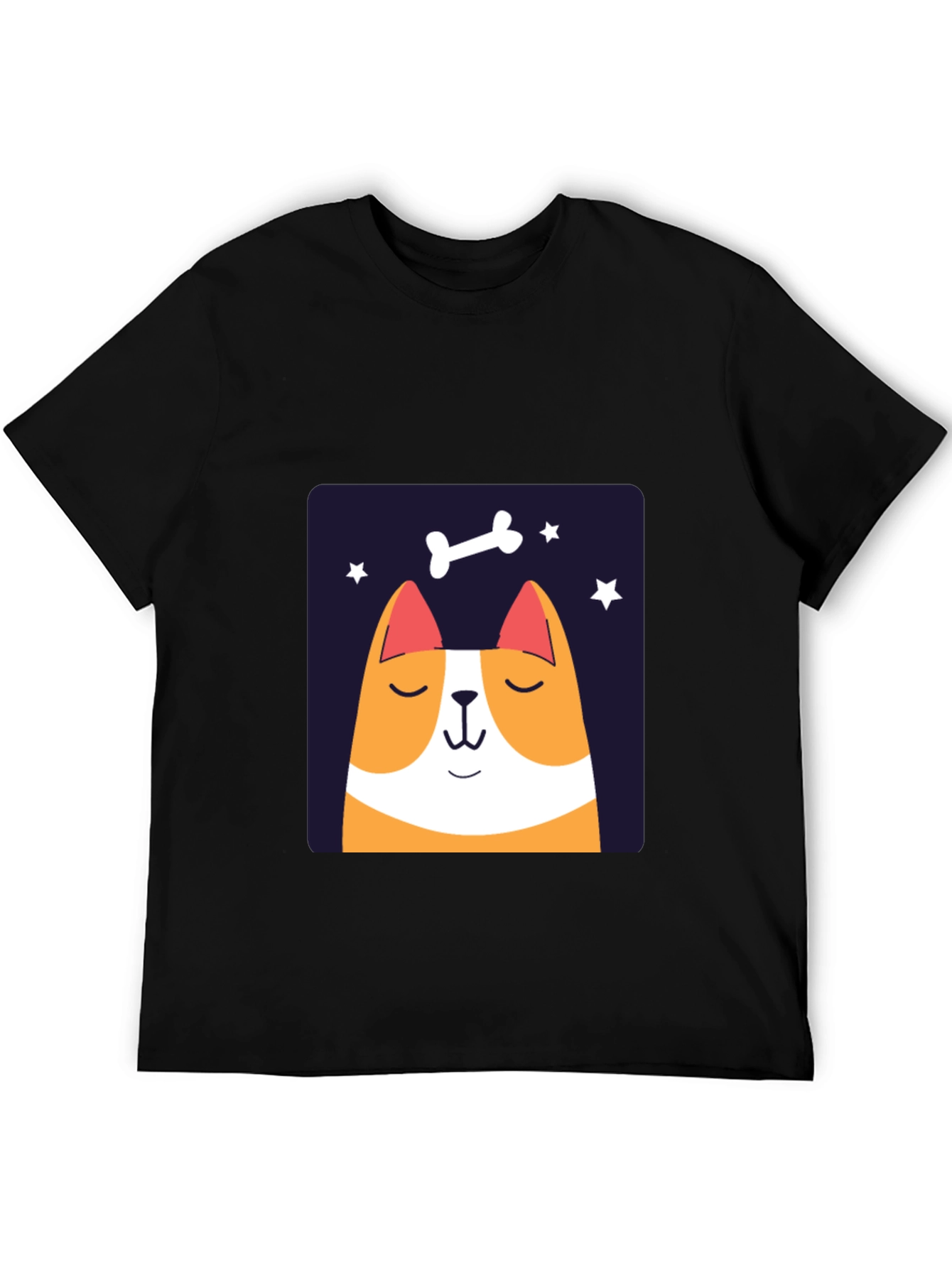 Black Cute Dog Cartoon Graphic Tee - Unisex Casual Shirt view 5