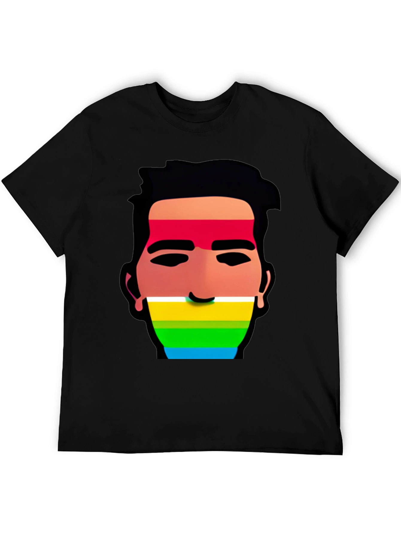 Black Rainbow Face Graphic Tee view 5