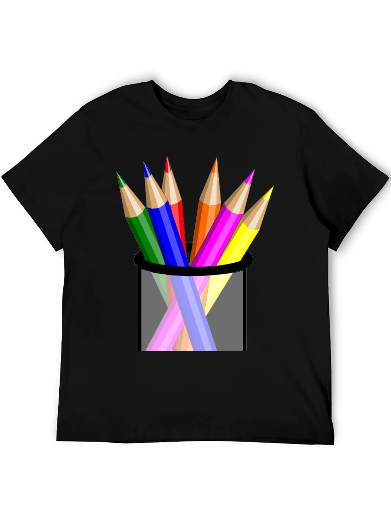 Black Colorful Pencils Black T-Shirt view 5