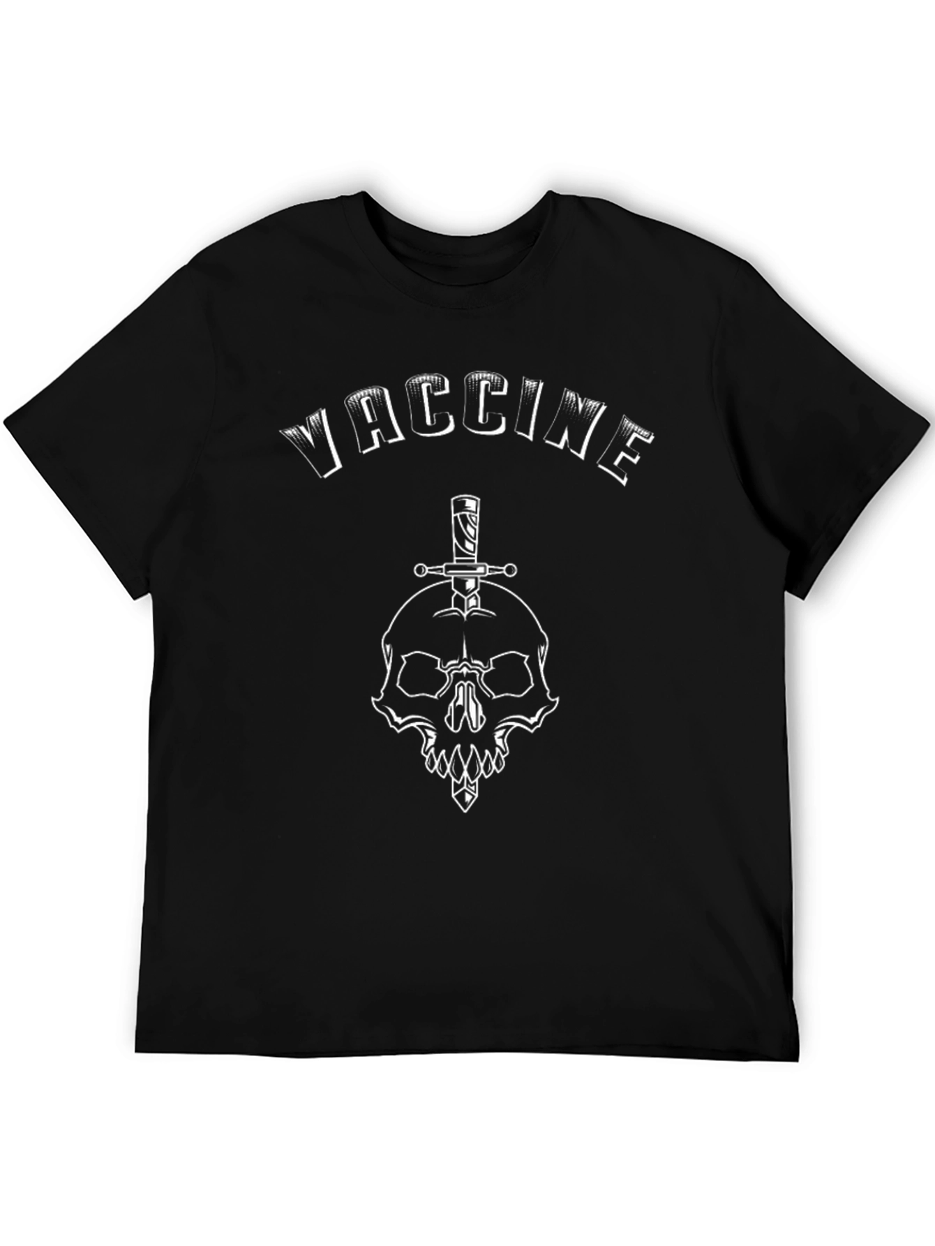 Black Vaccine Skull & Dagger Graphic Tee - Black Cotton Blend Shirt view 5