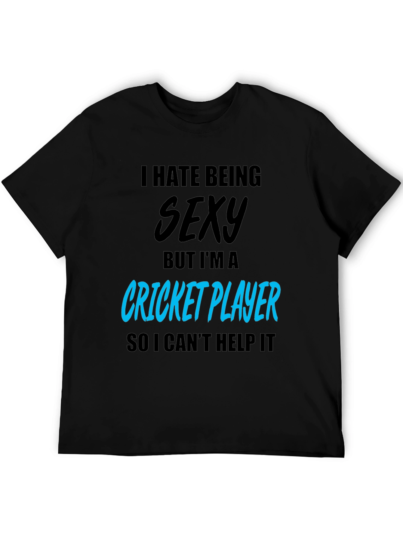 Black Funny Cricket Player Graphic T-Shirt view 5