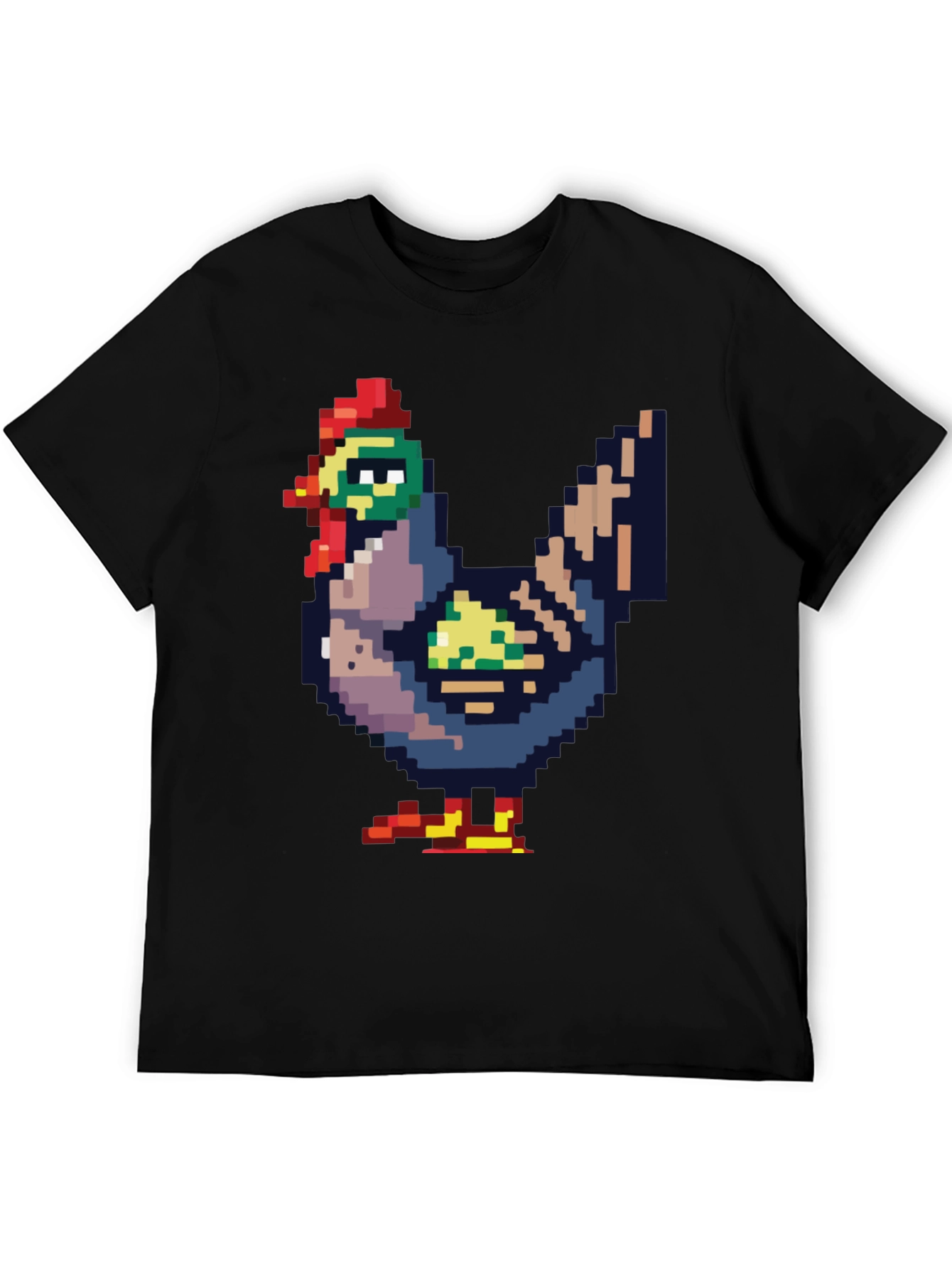 Black Pixel Chicken Tee - Retro Gaming Style view 5