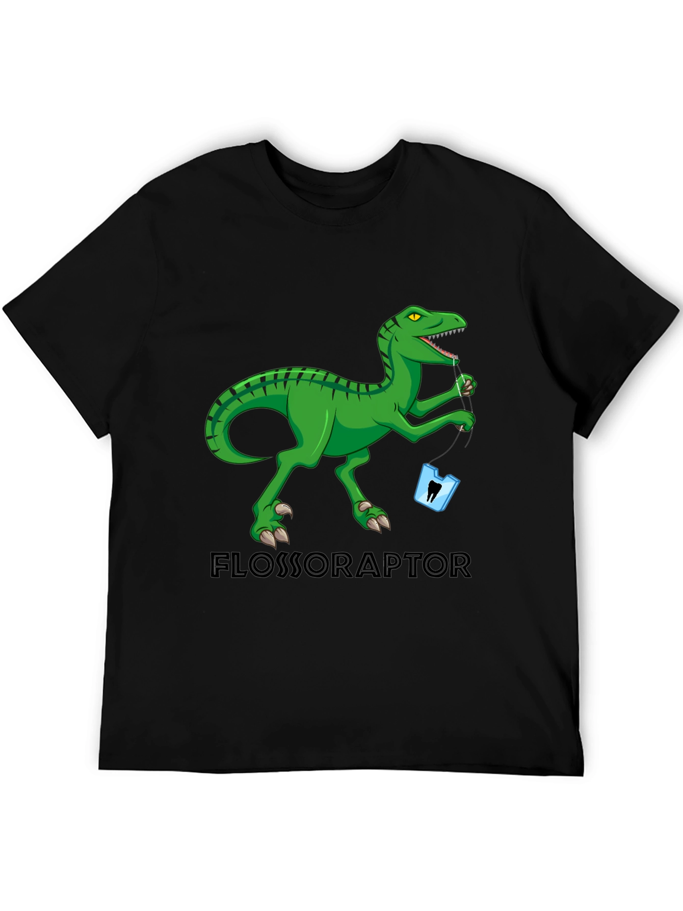 Black Flossoraptor T-Shirt: Dental Humor Tee view 5