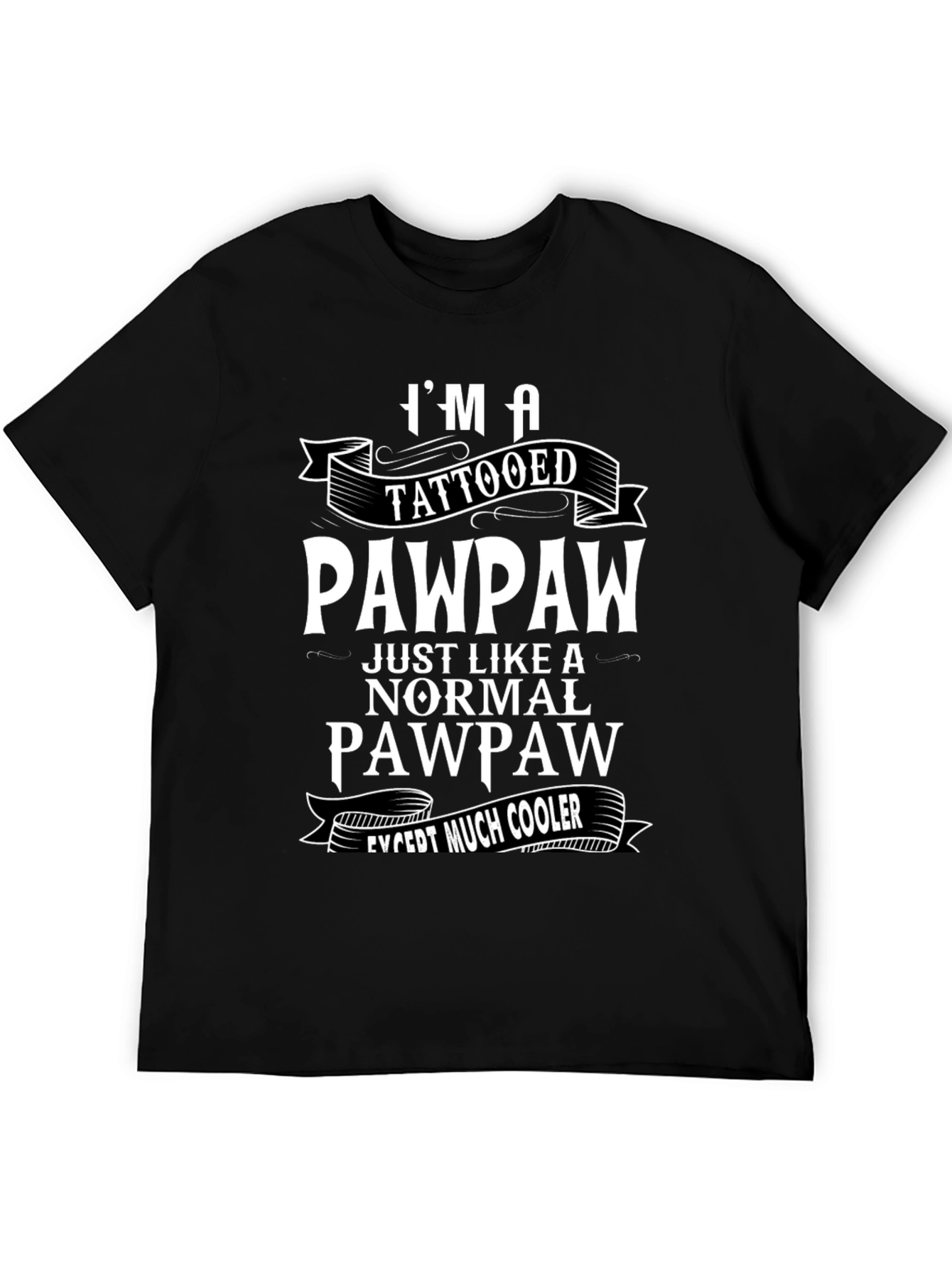 Black Tattooed Pawpaw Graphic Novelty Men's T-Shirt view 5