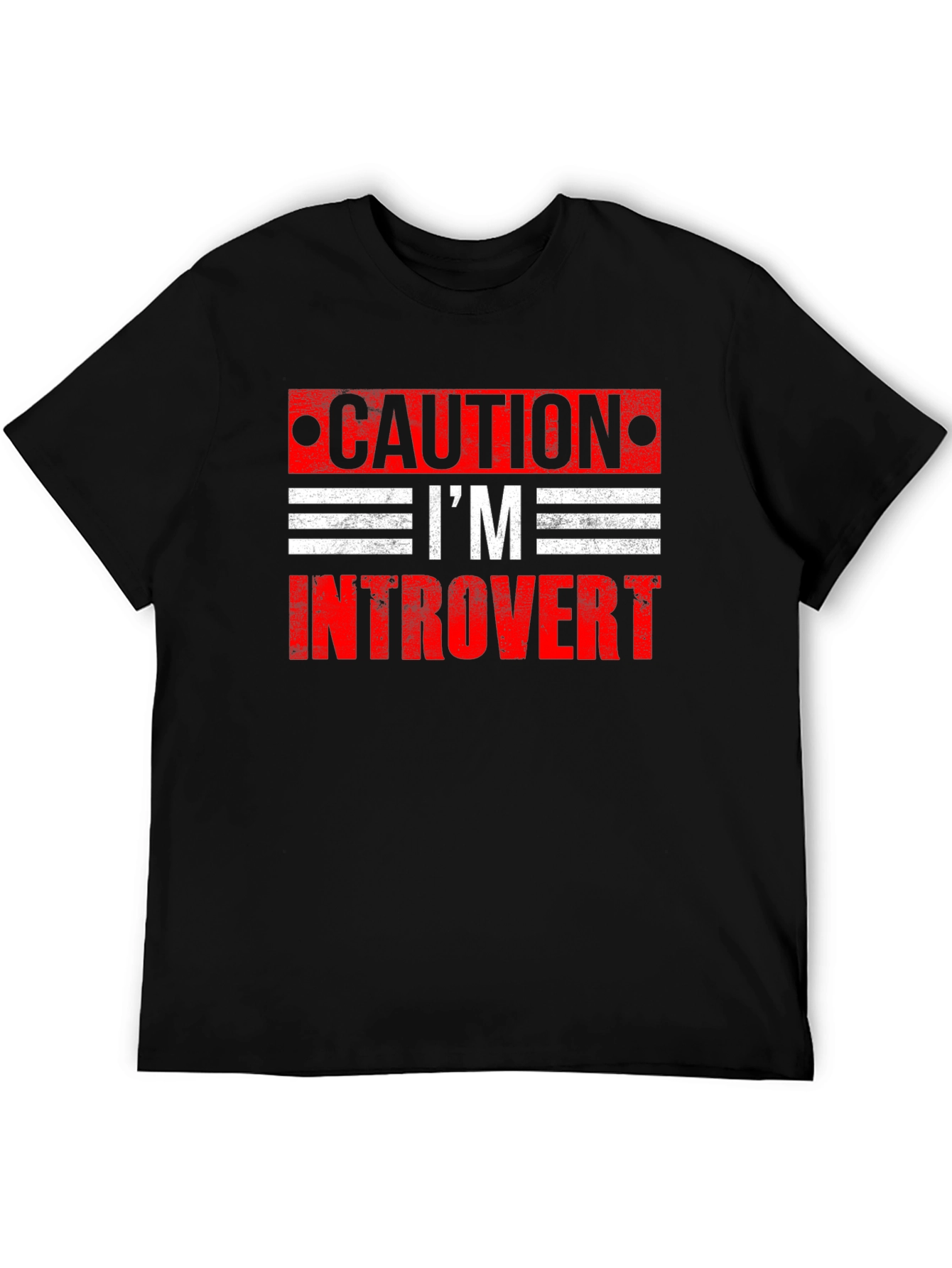 Black Caution I'm Introvert Graphic T-Shirt view 5