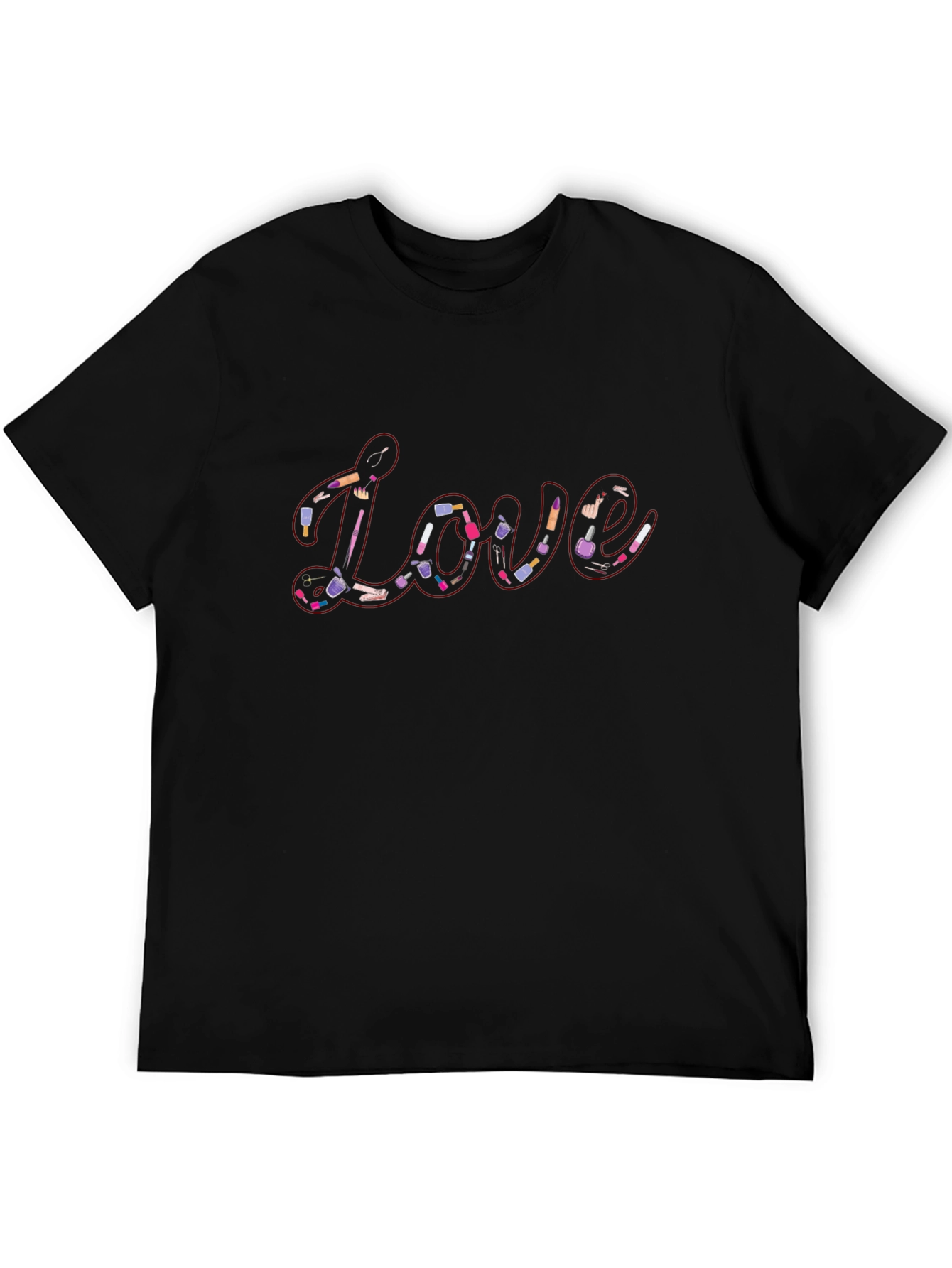 Black Love Makeup T-Shirt, Stylish Black Tee view 5