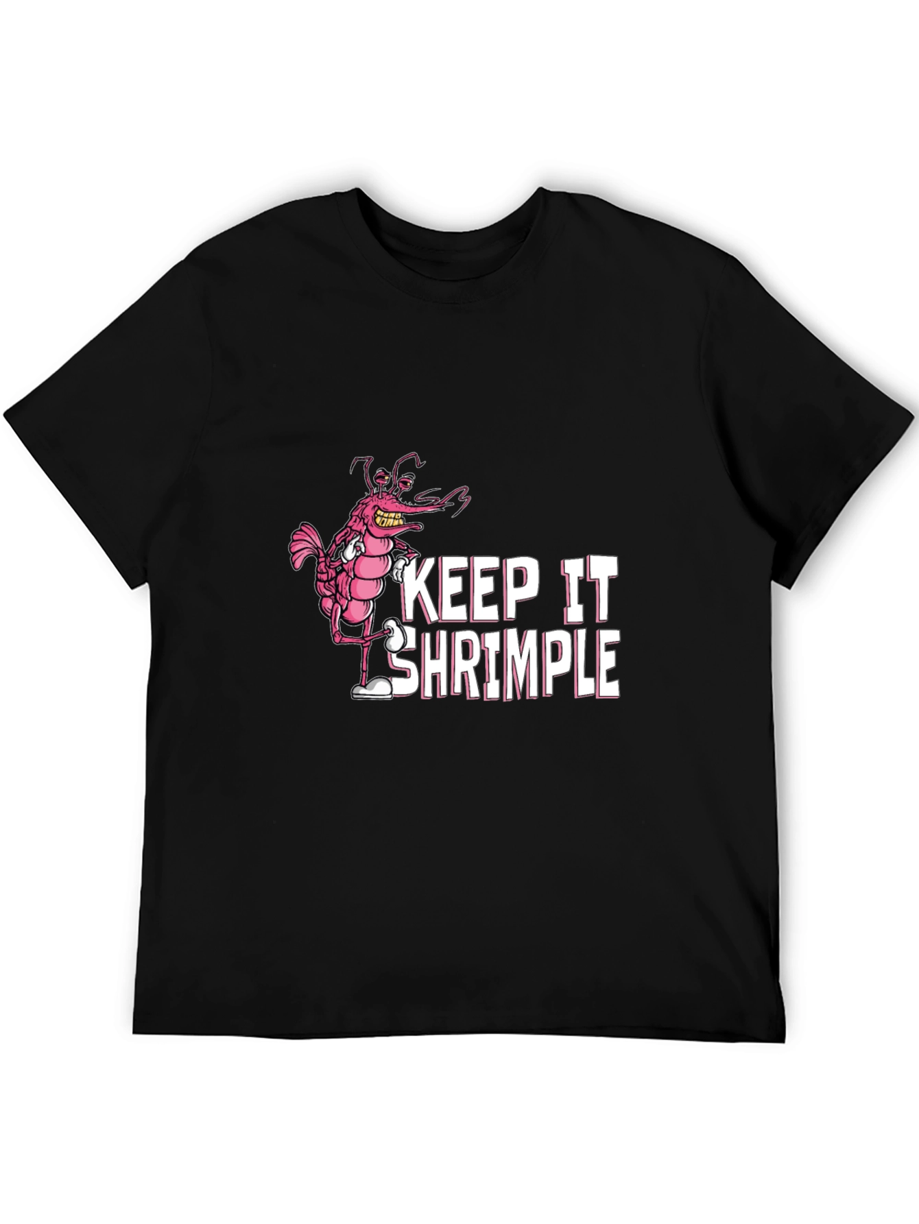 Black Keep It Shrimple Funny Graphic Tee view 5