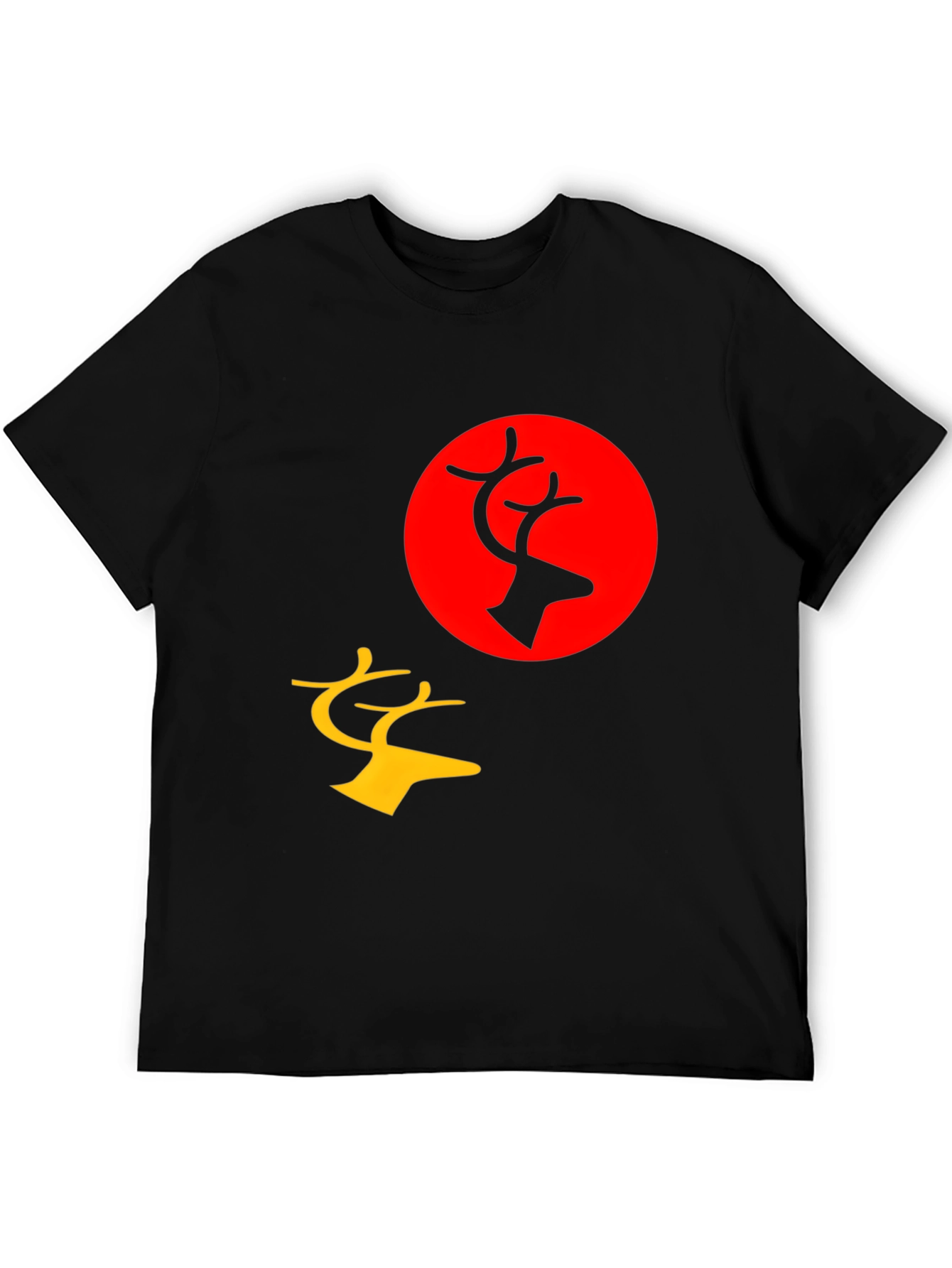 Black Graphic Tee: Deer Silhouette Print, Black view 5