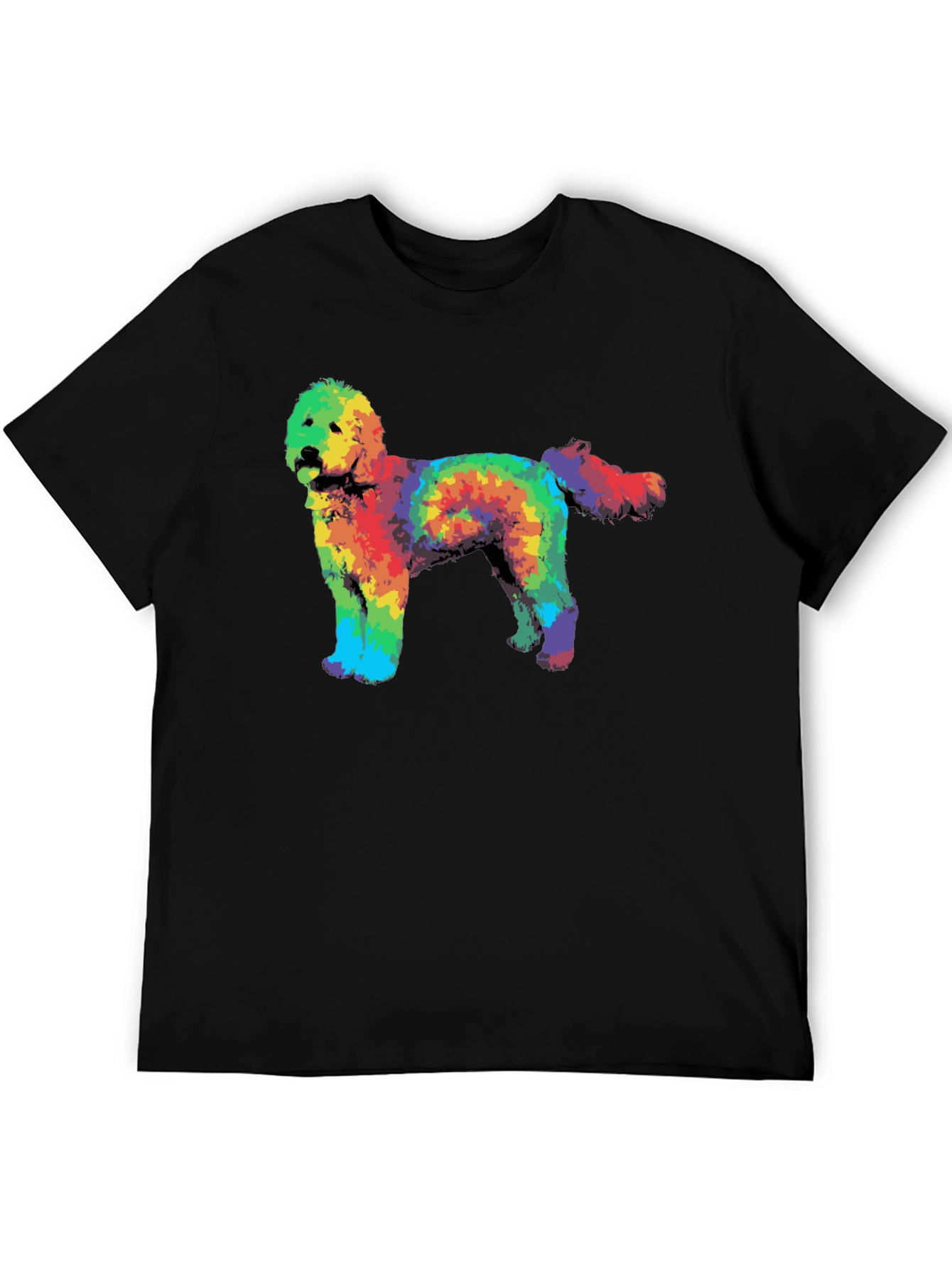 Black Rainbow Tie-Dye Doodle Dog Graphic T-Shirt view 5