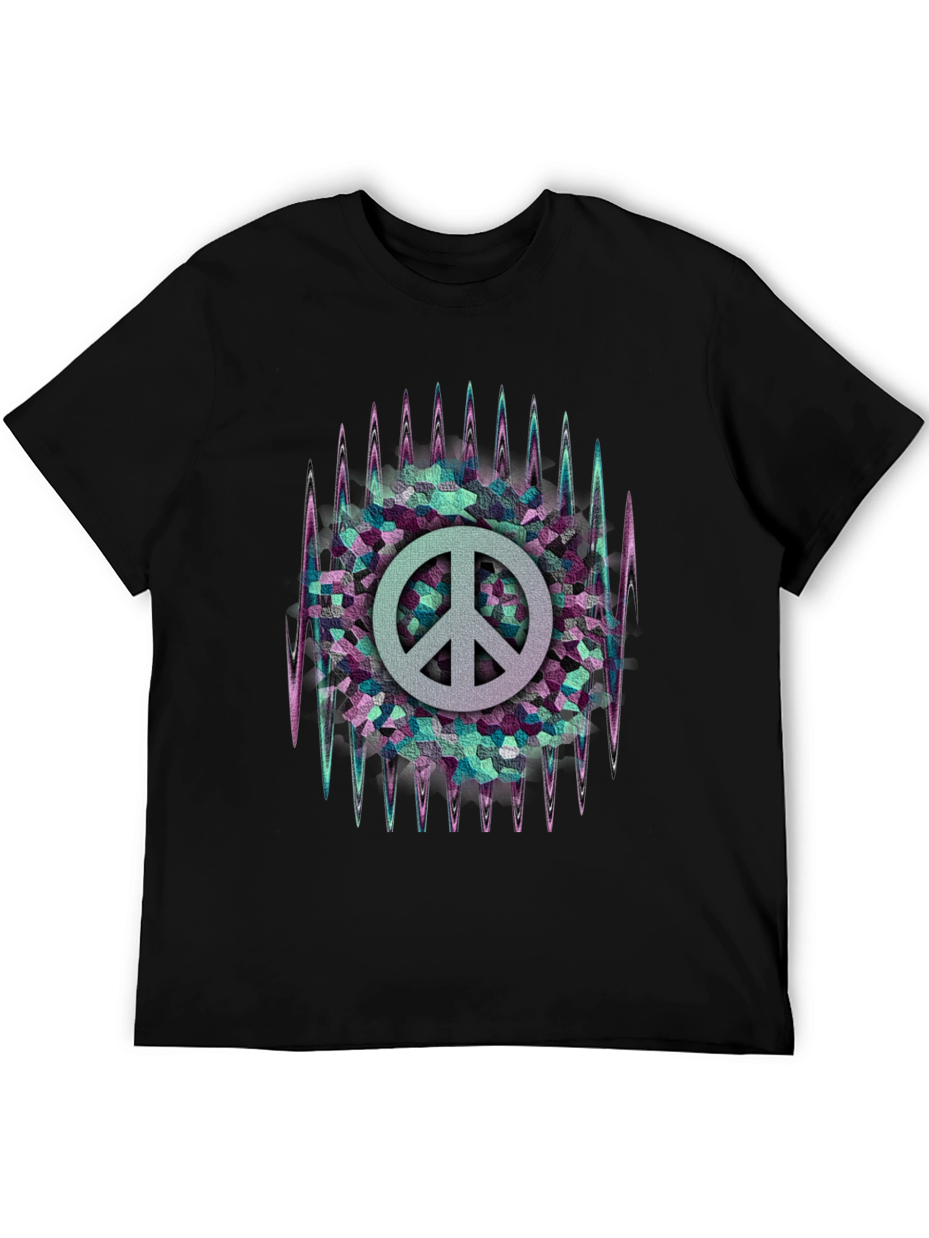 Black Peace Sign Graphic Tee - Retro Style view 5