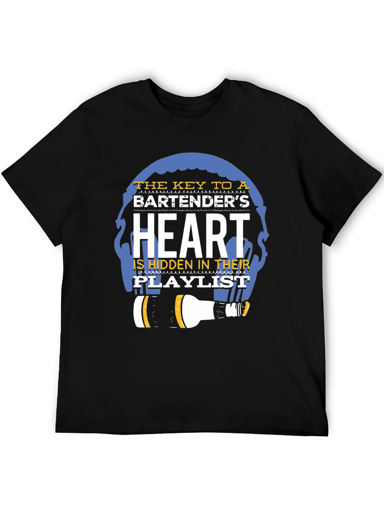 Black Bartender's Heart Playlist T-Shirt - Music Lover Tee view 5