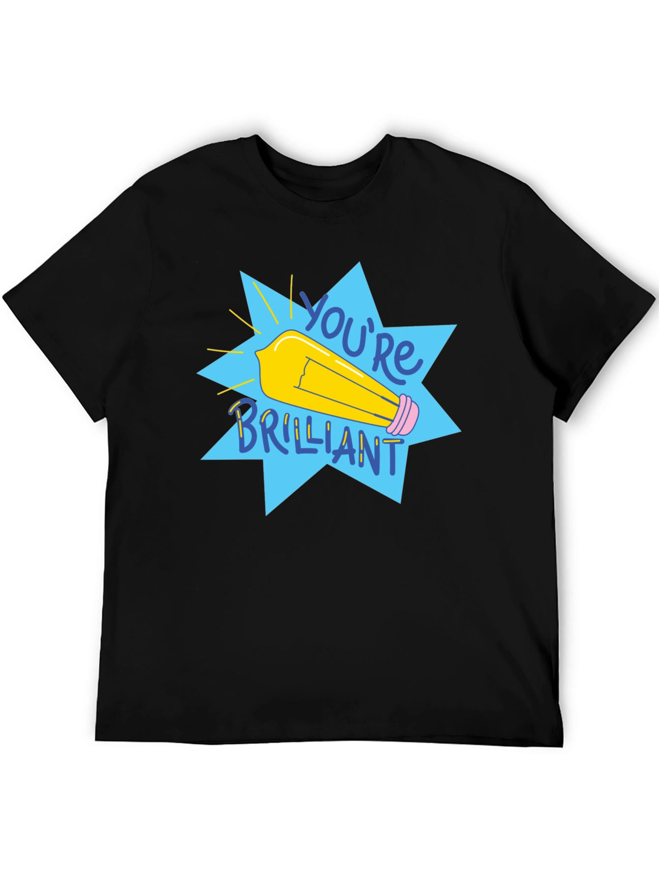 Black You're Brilliant Graphic Tee - Black Cotton T-Shirt view 5