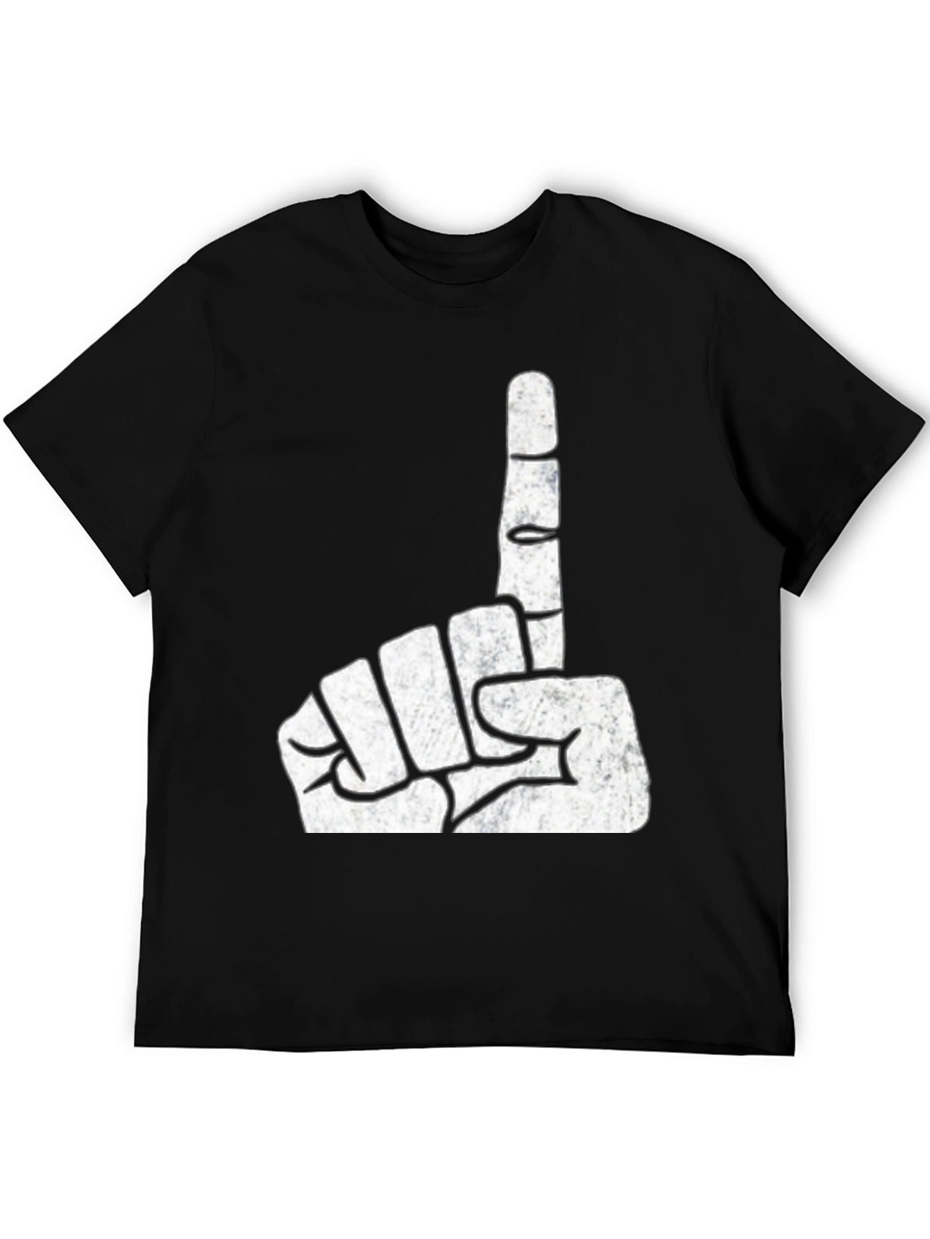 Black One Finger Gesture Graphic T-Shirt view 5