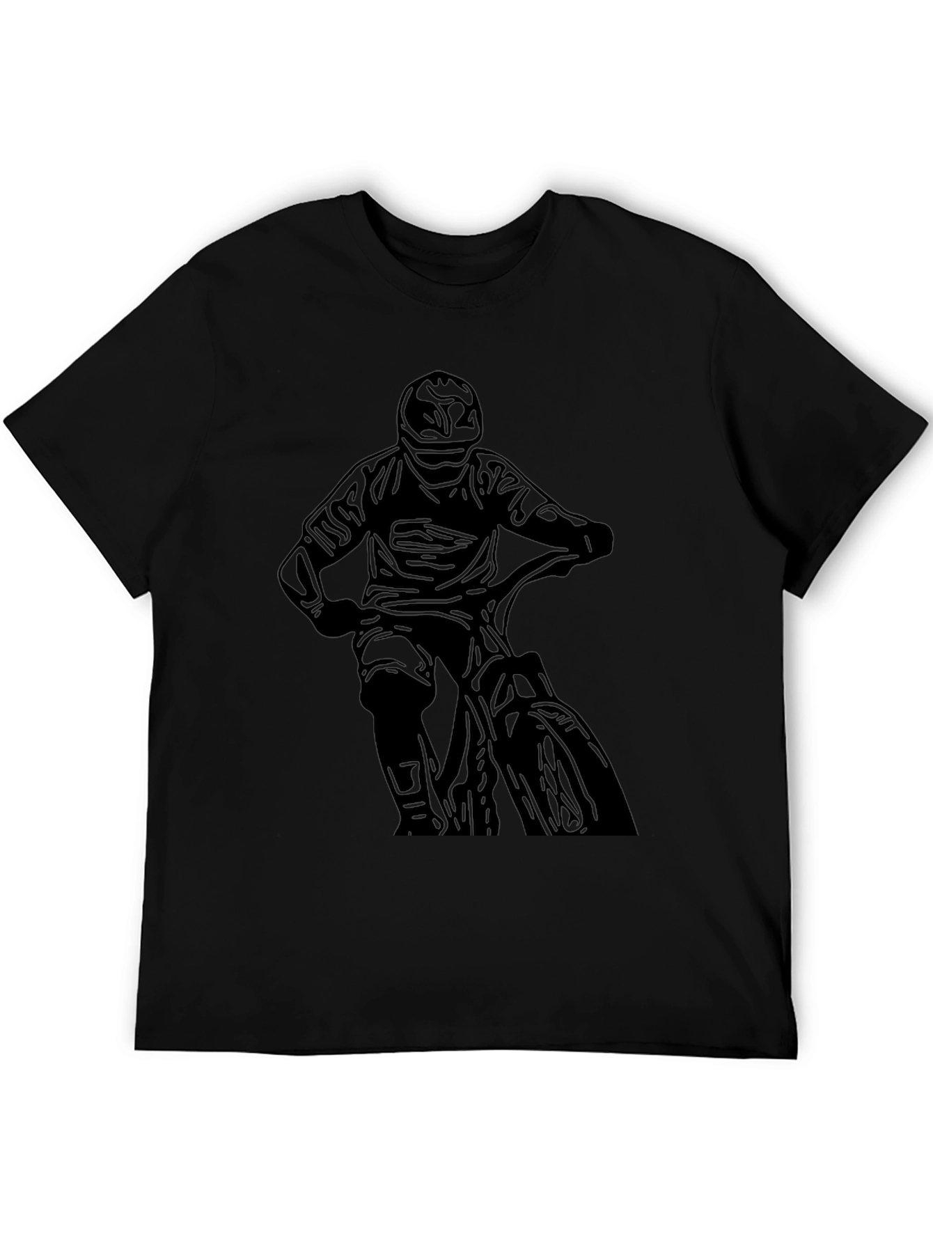 Black Men's Black Biker Graphic Tee view 5