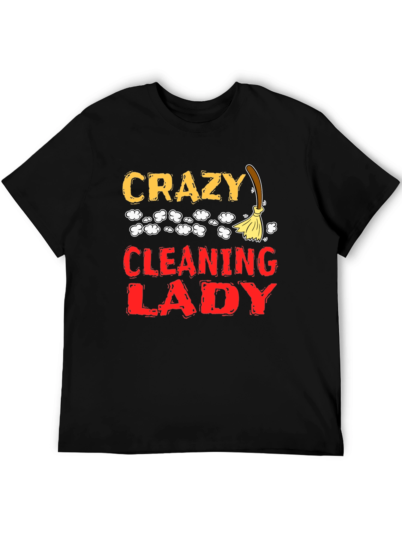 Black Crazy Cleaning Lady Graphic T-Shirt view 5