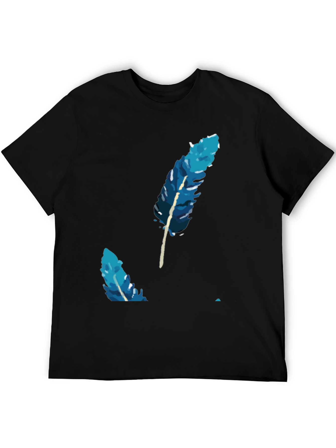 Black Blue Feather Graphic Tee - Soft Cotton Blend view 5