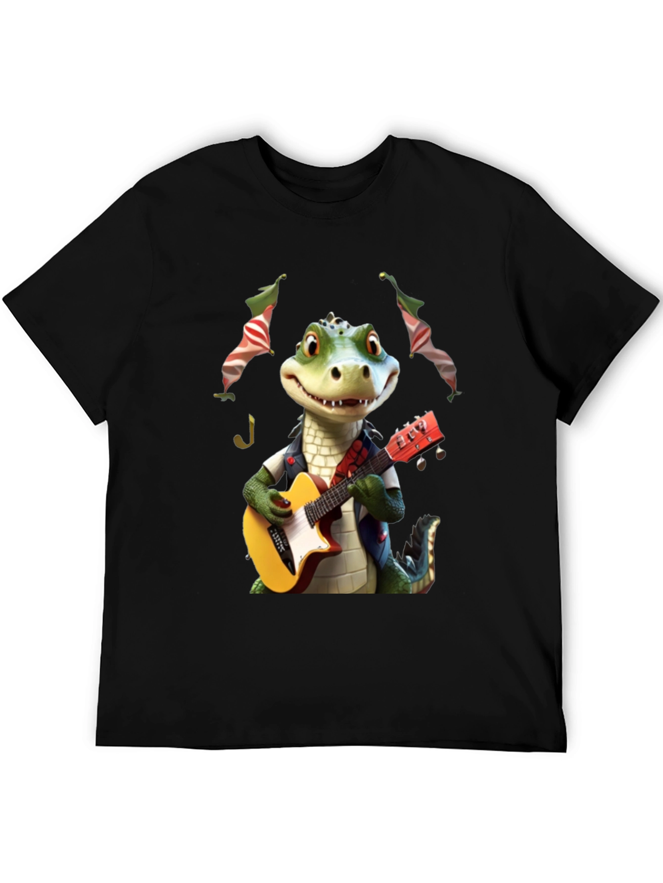 Black Alligator Guitar Player Graphic Tee view 5
