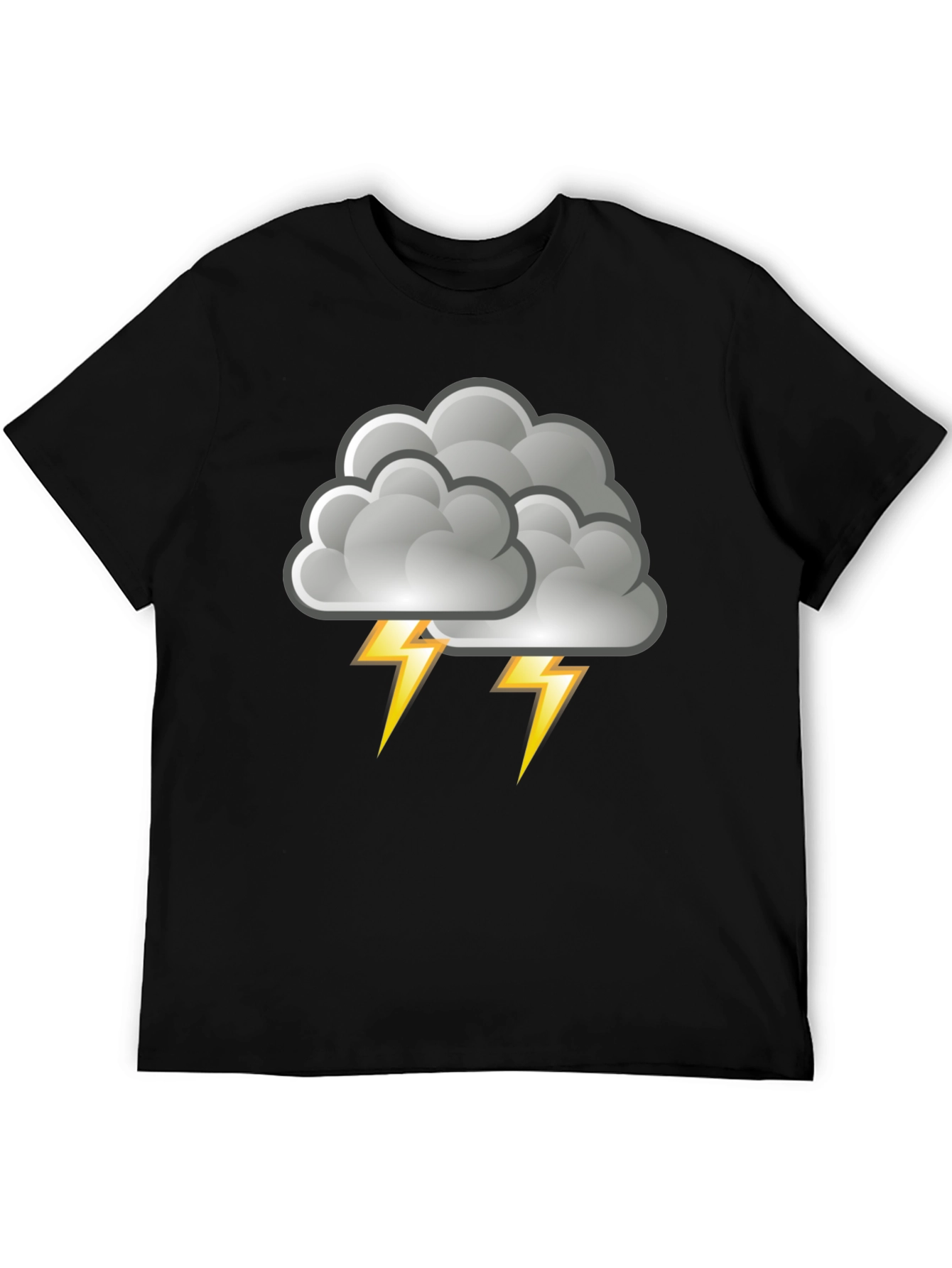 Black Storm Cloud & Lightning Bolt Graphic Tee - Black view 5