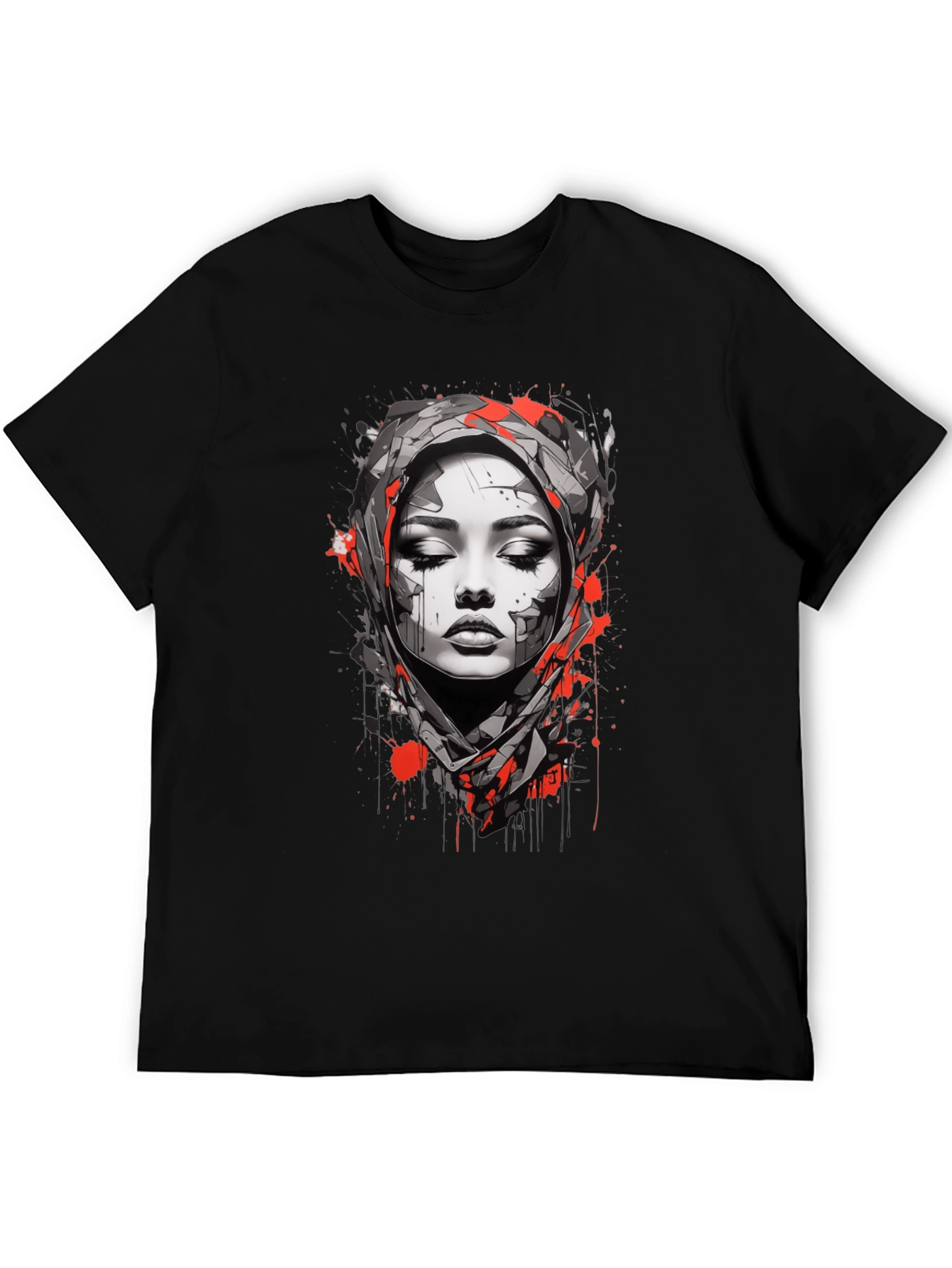 Black Abstract Woman Graphic Tee - Stylish Unisex T-Shirt view 5