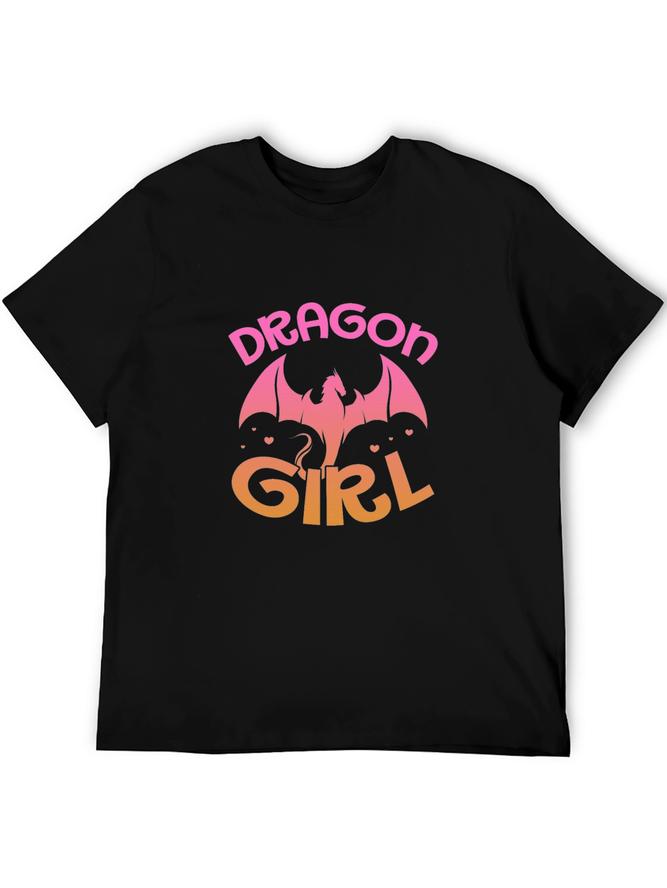 Black Dragon Girl Graphic Print Black T-Shirt view 5