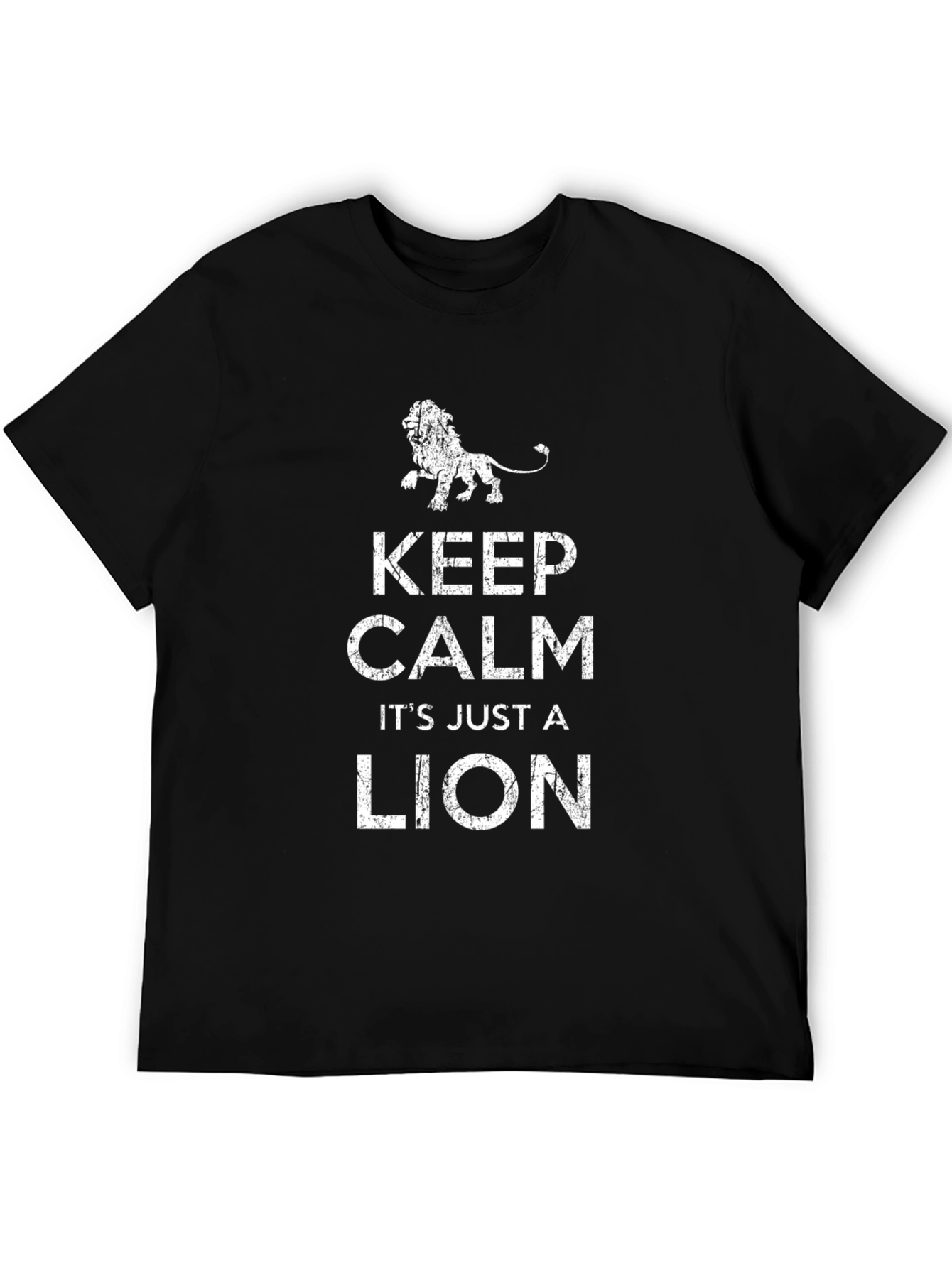 Black Keep Calm It's Just A Lion Graphic Tee view 5